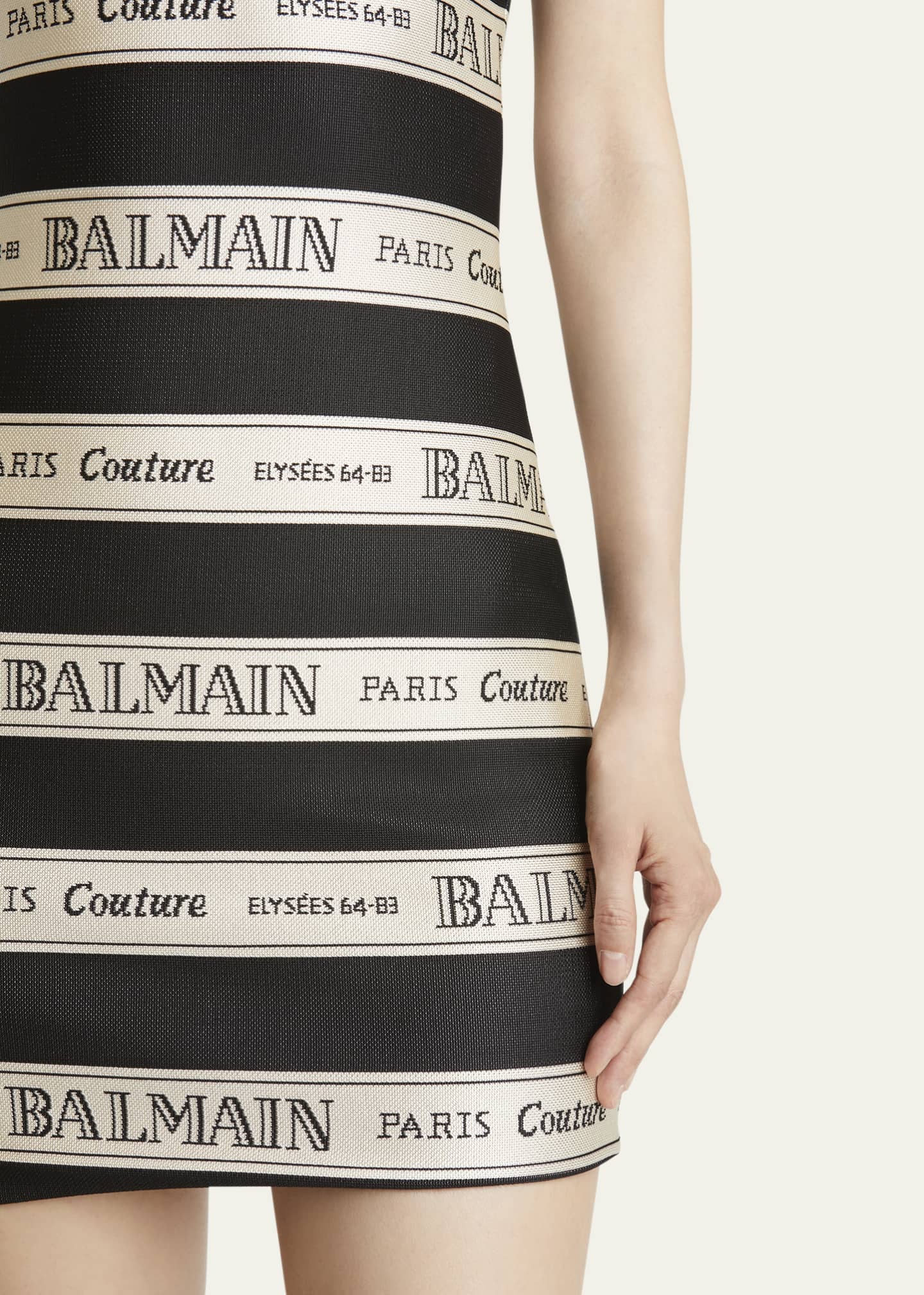 Balmain Striped Logo Halter Mini Dress Image 5 of 5