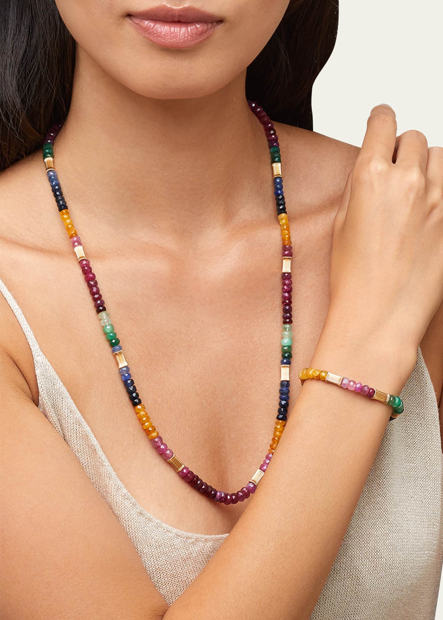 JIA JIA Jumbo Rainbow Sapphire and Gold Beaded Bracelet Image 2 of 2