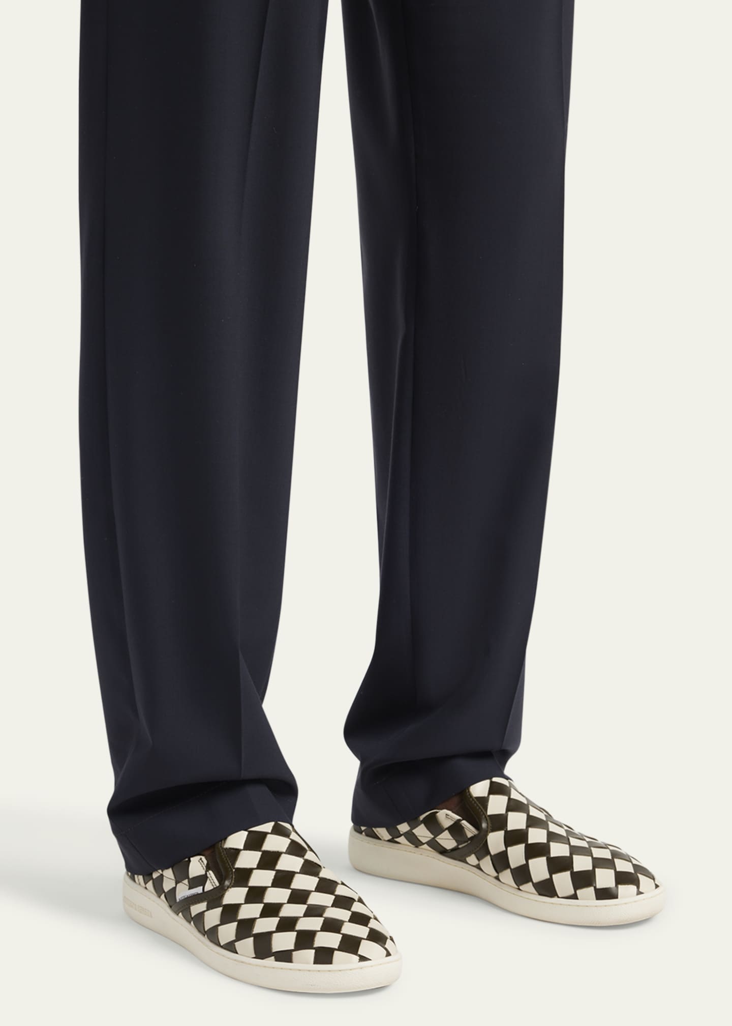 Bottega Veneta Men's Sawyer Intrecciato Check Calfskin Slip-On Sneakers Image 2 of 5