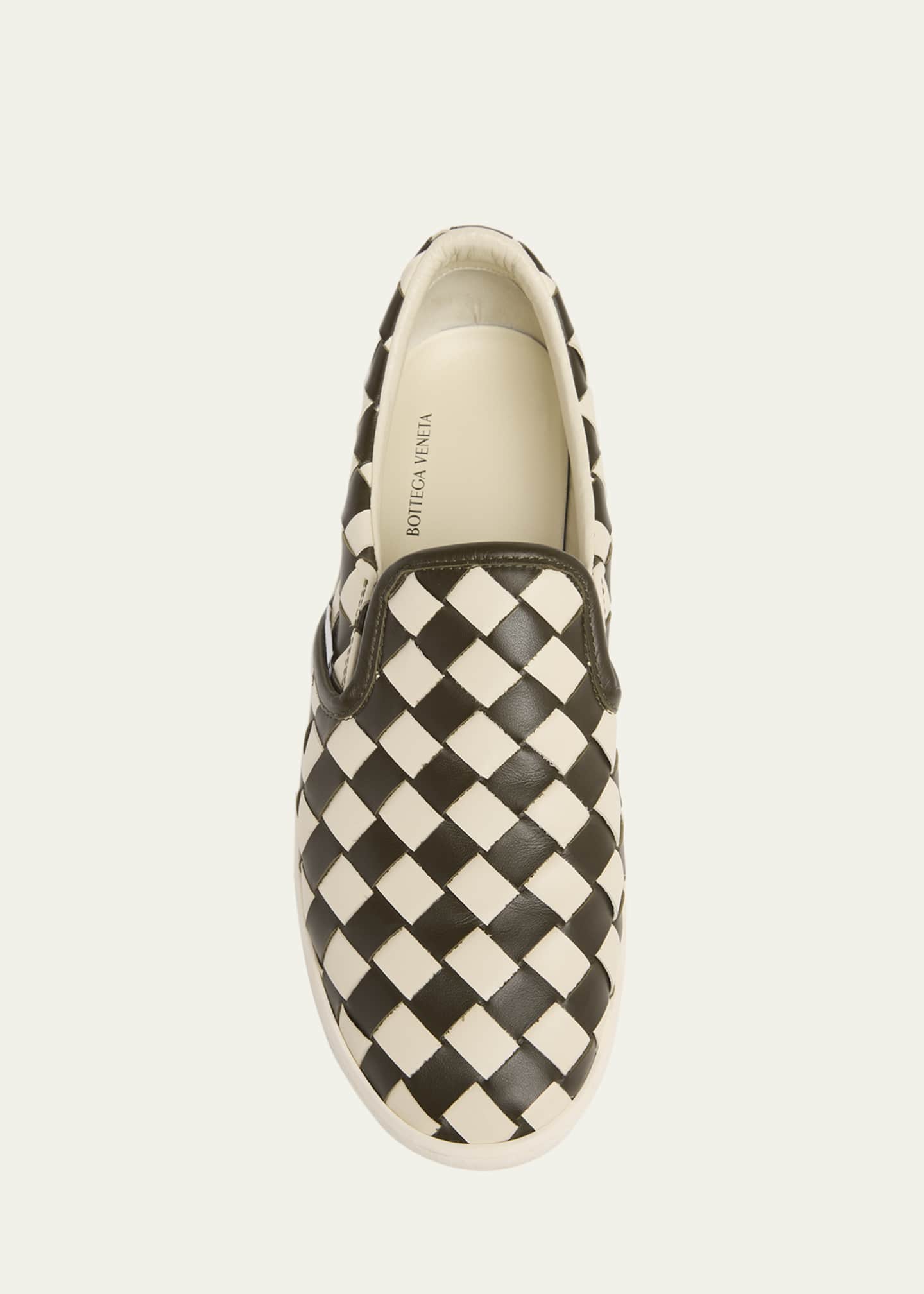 Bottega Veneta Men's Sawyer Intrecciato Check Calfskin Slip-On Sneakers Image 5 of 5