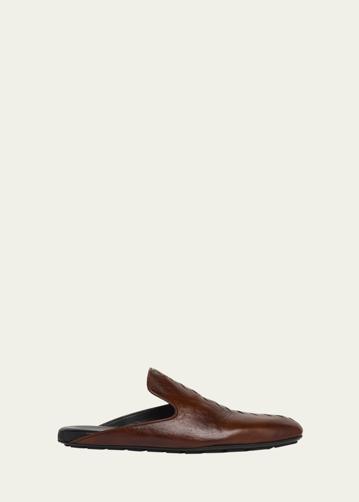 Bottega Veneta Men's Roma Leather Open-Back Slippers Image 1 of 5
