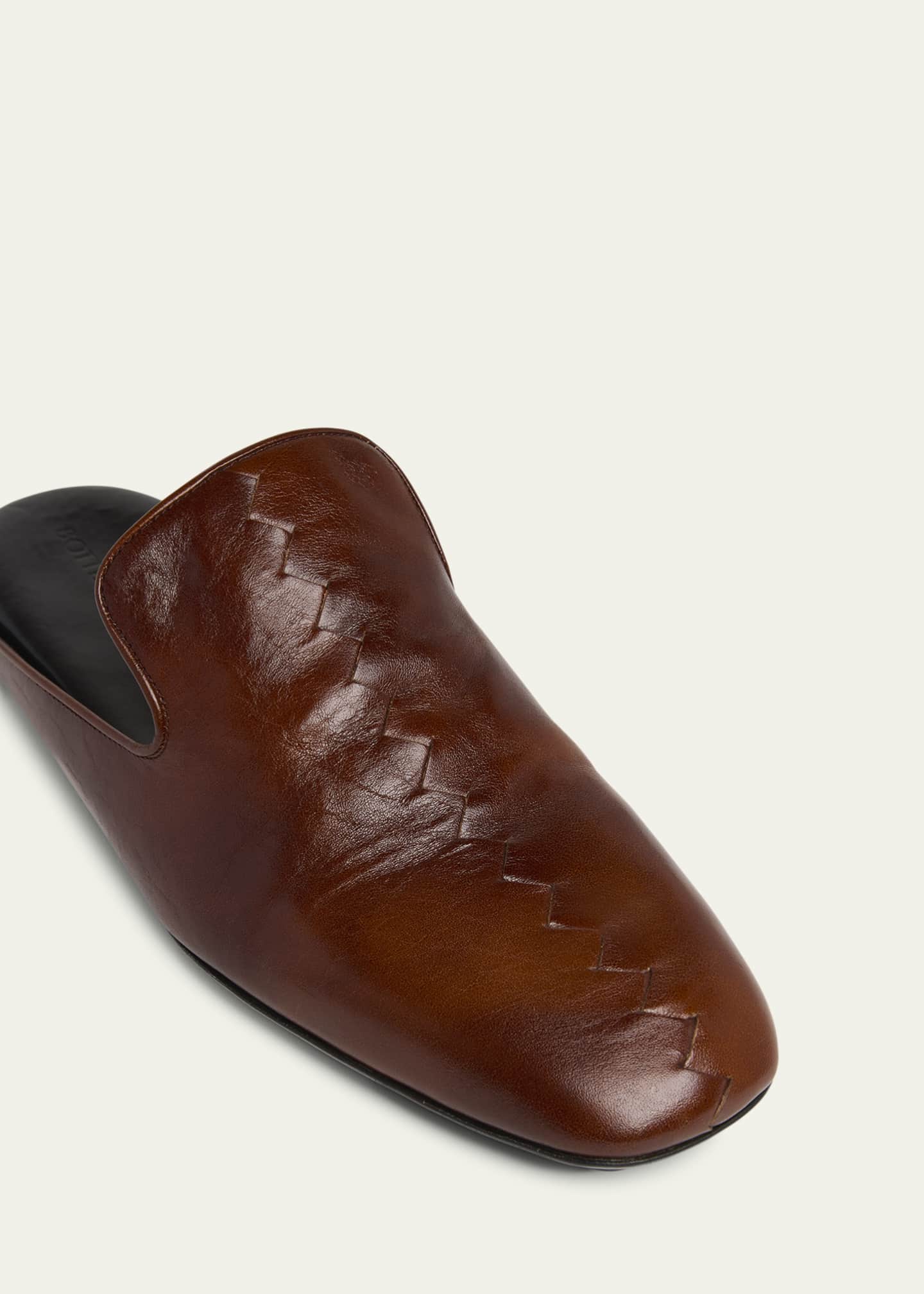 Bottega Veneta Men's Roma Leather Open-Back Slippers Image 5 of 5