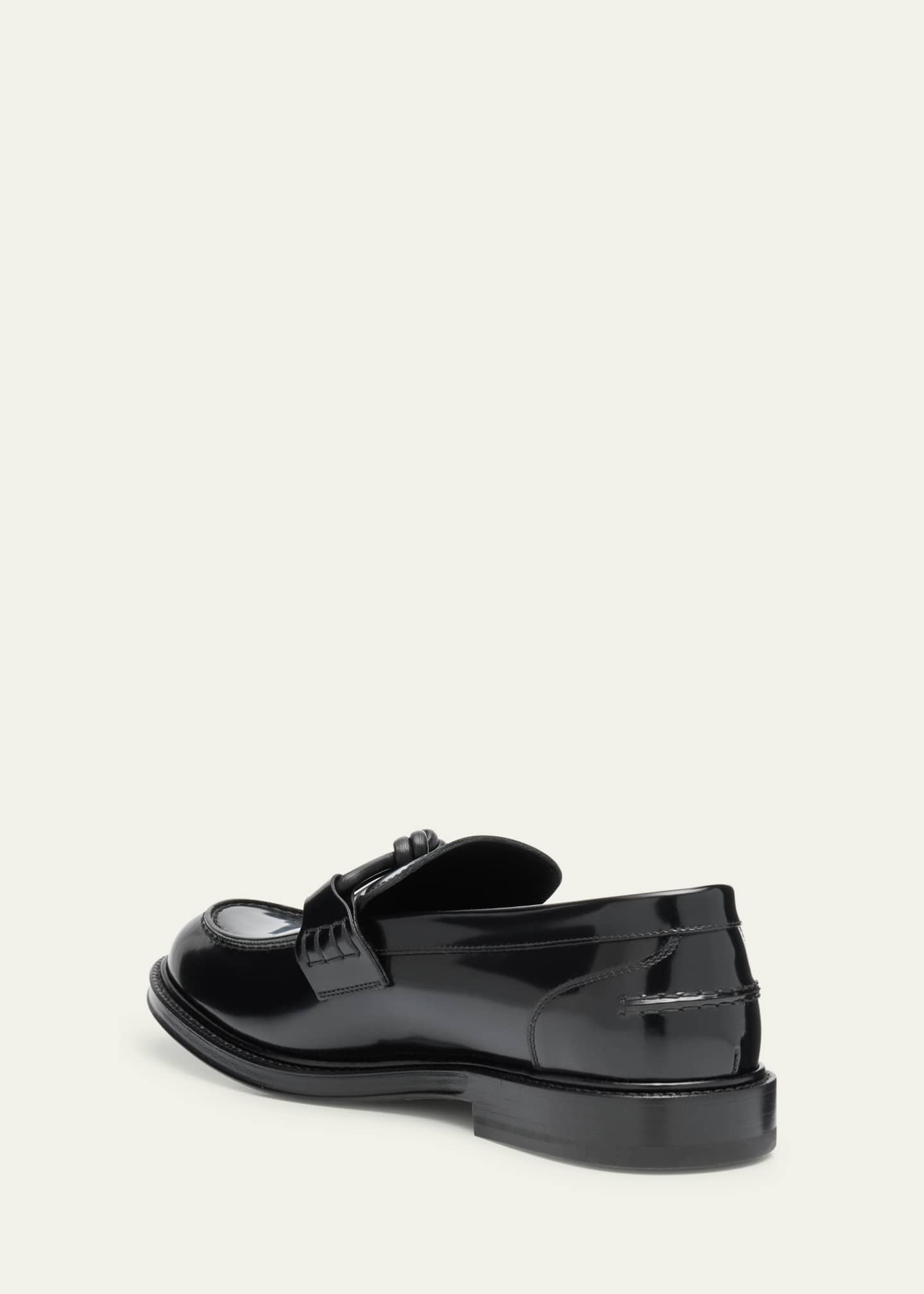 Bottega Veneta Men's Tie Brushed Calfskin Bit Loafers Image 4 of 6