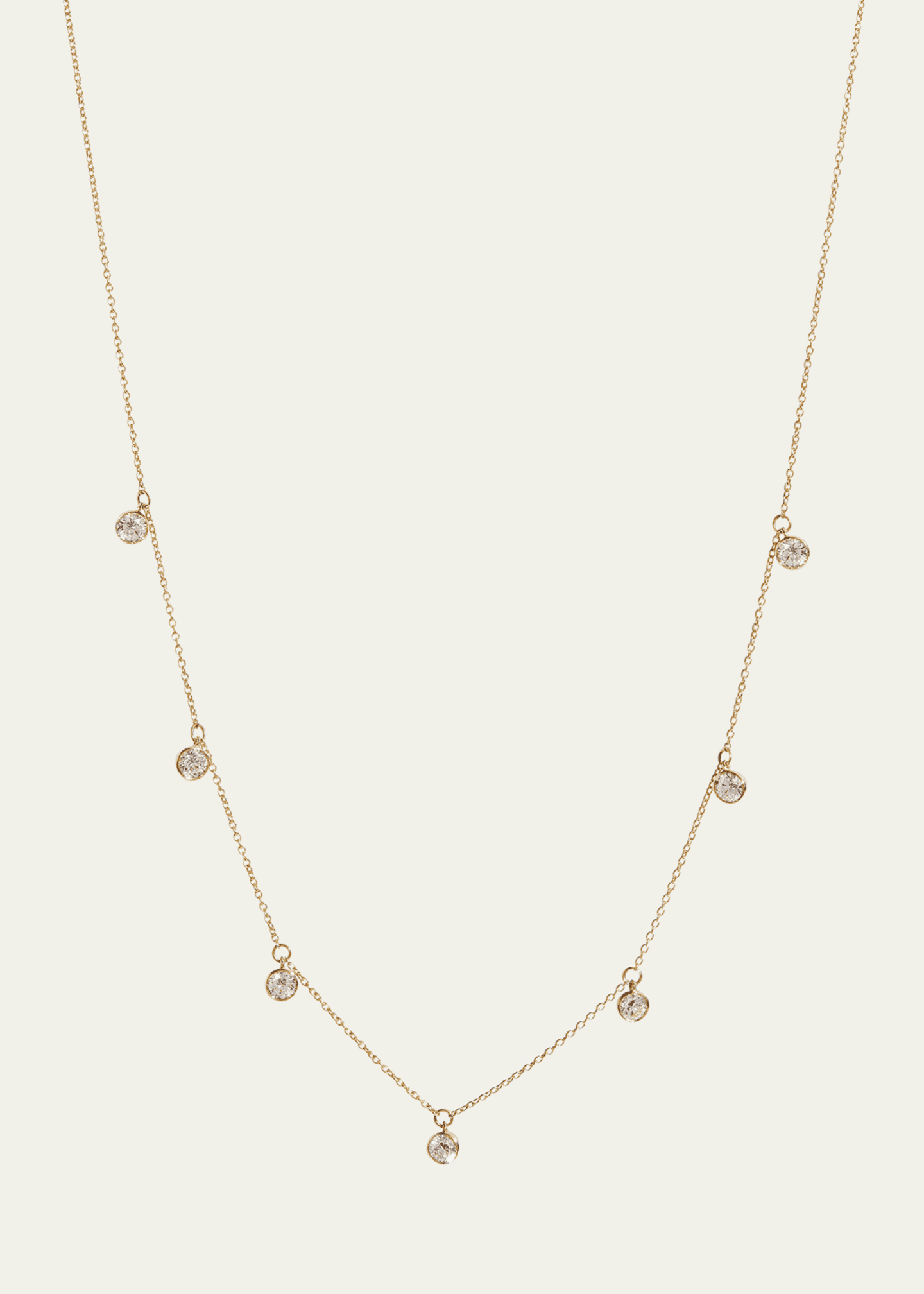 Kendall Row 14K Yellow Gold Bezel Round Diamond Station Necklace, 16-18"L Image 1 of 4