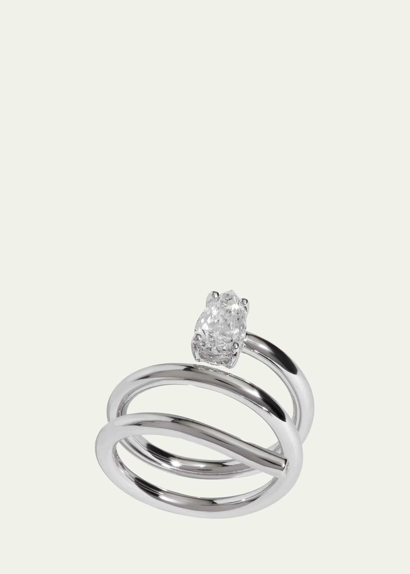 Kendall Row 14K White Gold Pear Lab Grown Diamond Double Wrap Solitaire Ring, Size 6.5 Image 3 of 4
