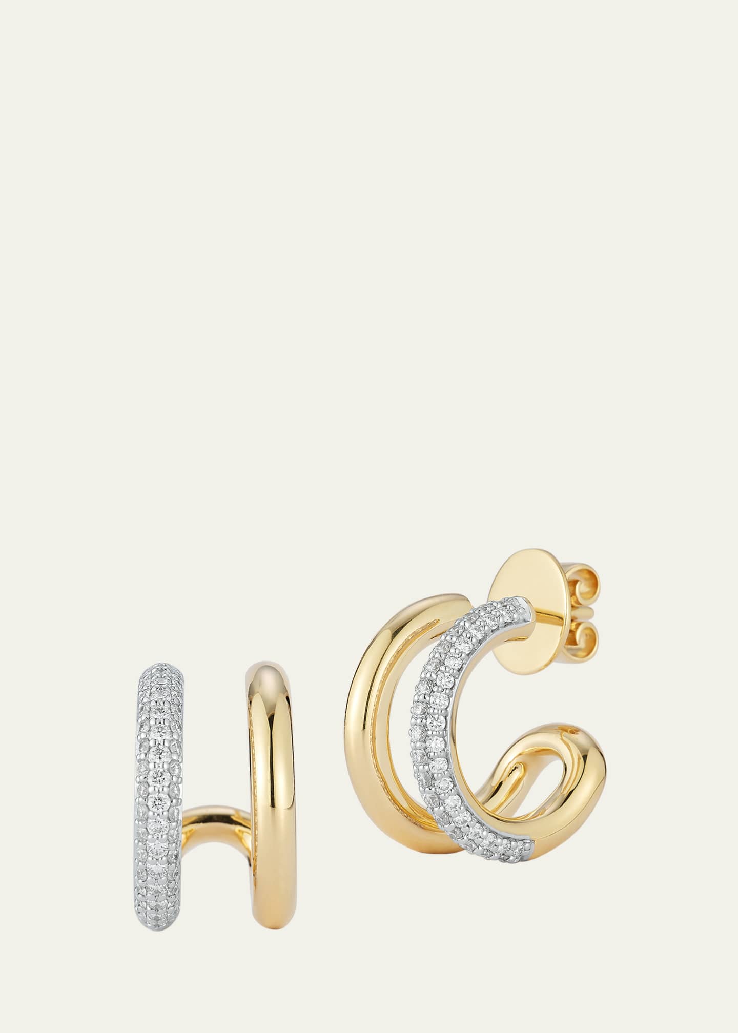 Walters Faith 18K Yellow Gold and Diamond Elongated Link Small Hoop Earrings Image 1 of 2