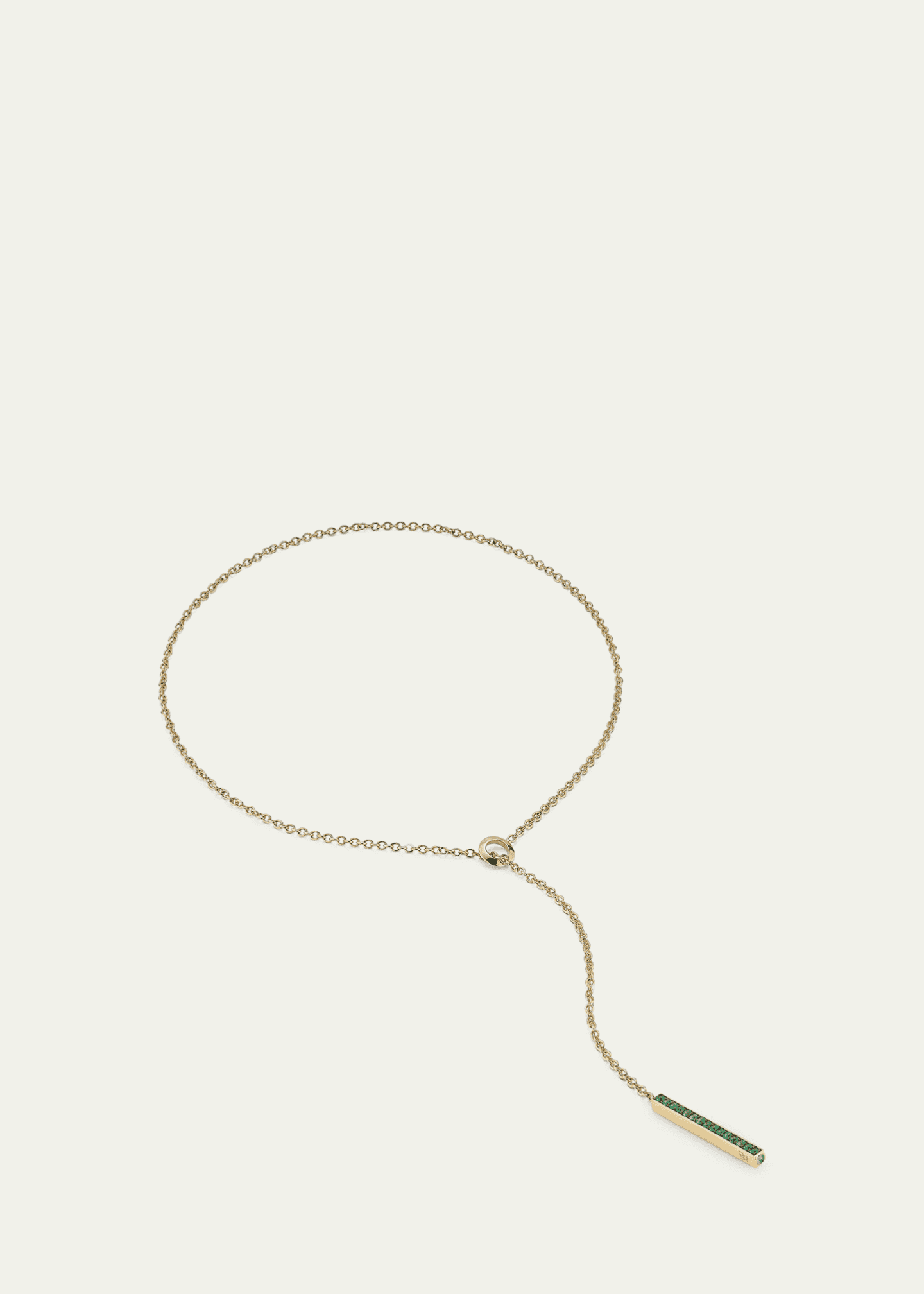 Walters Faith 18K Yellow Gold and Green Emerald 3mm Bar Necklace Image 2 of 2