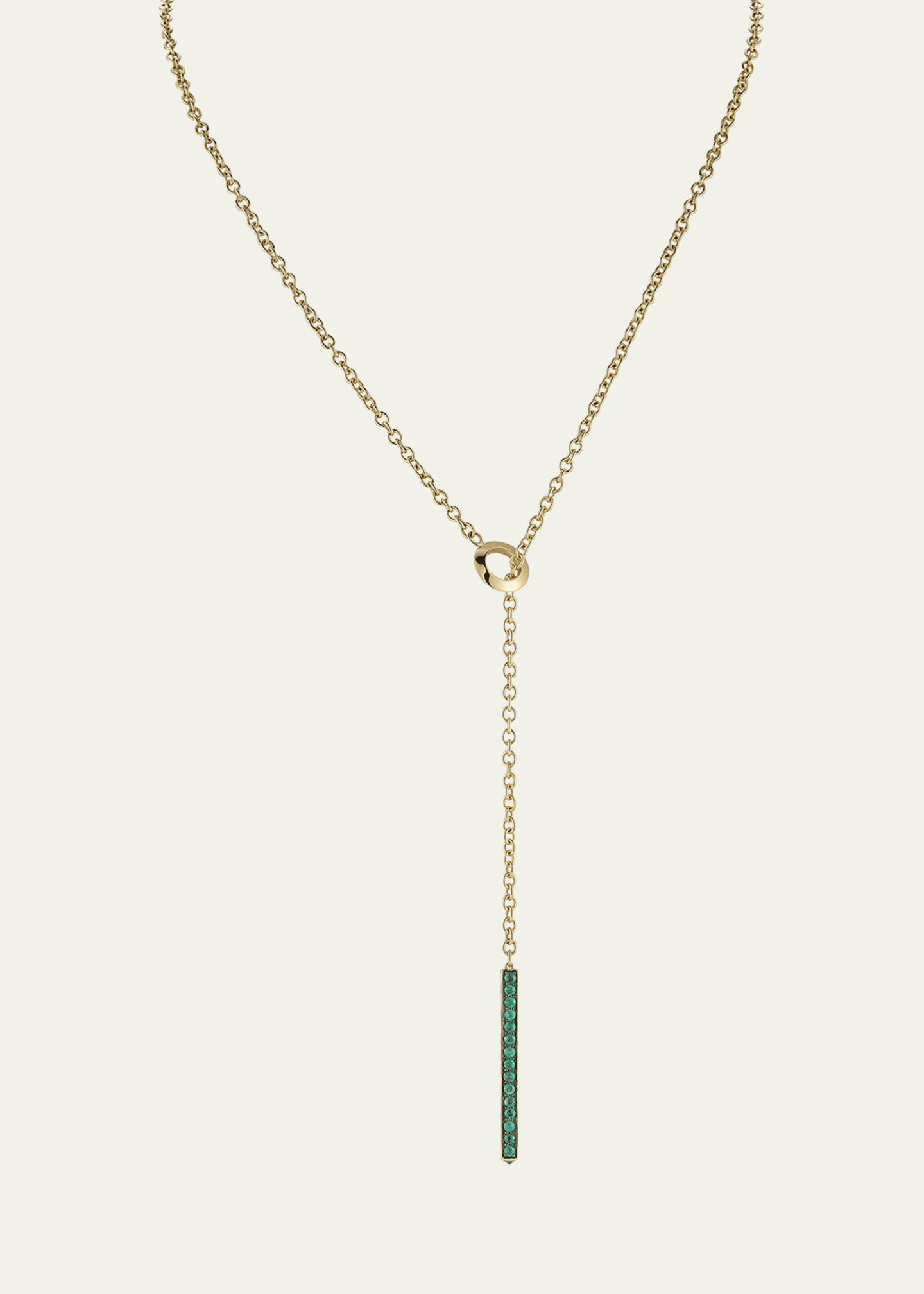 Walters Faith 18K Yellow Gold and Green Emerald 3mm Bar Necklace Image 1 of 2