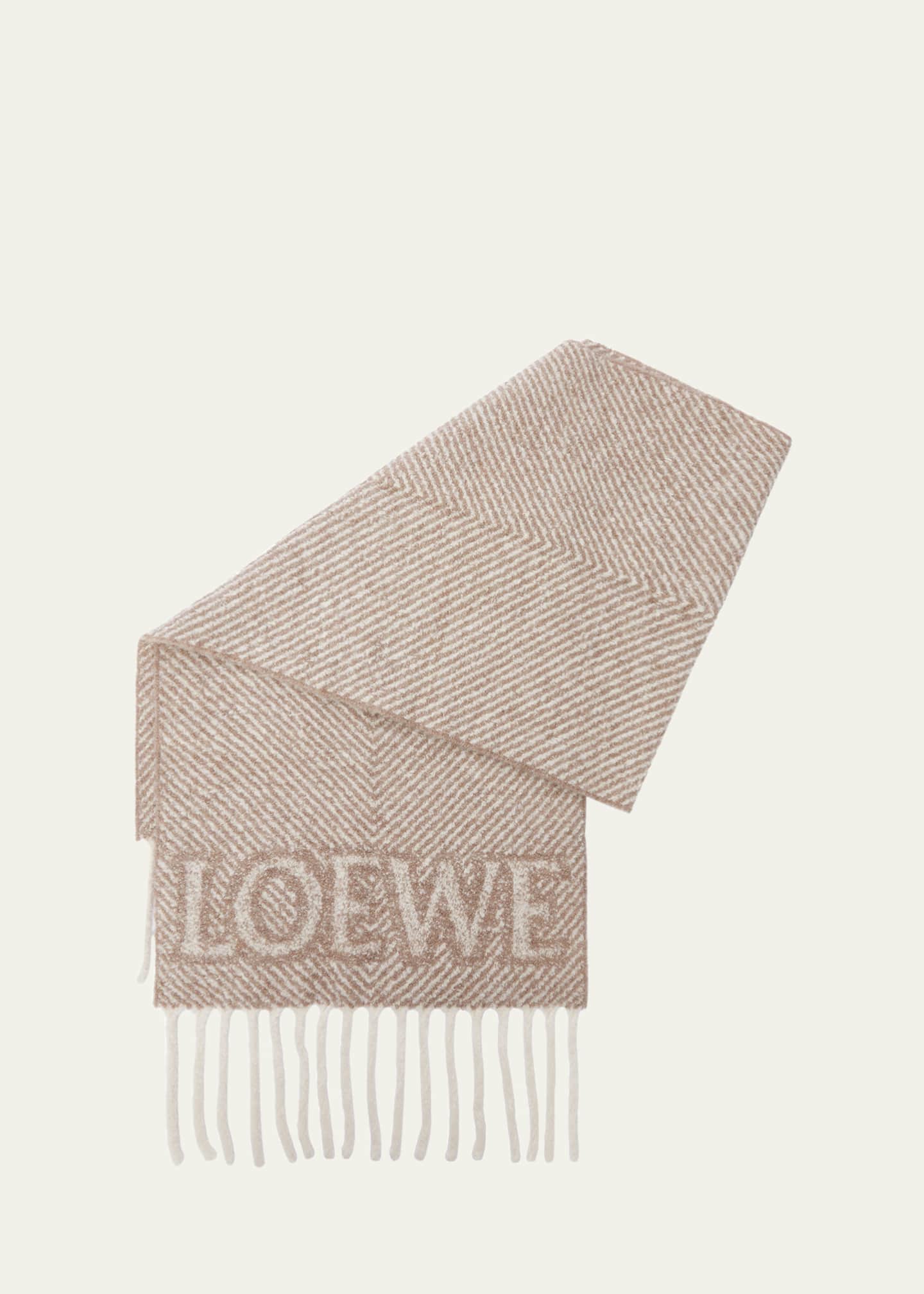 Loewe Logo Fringe Wool-Blend Scarf Image 1 of 3