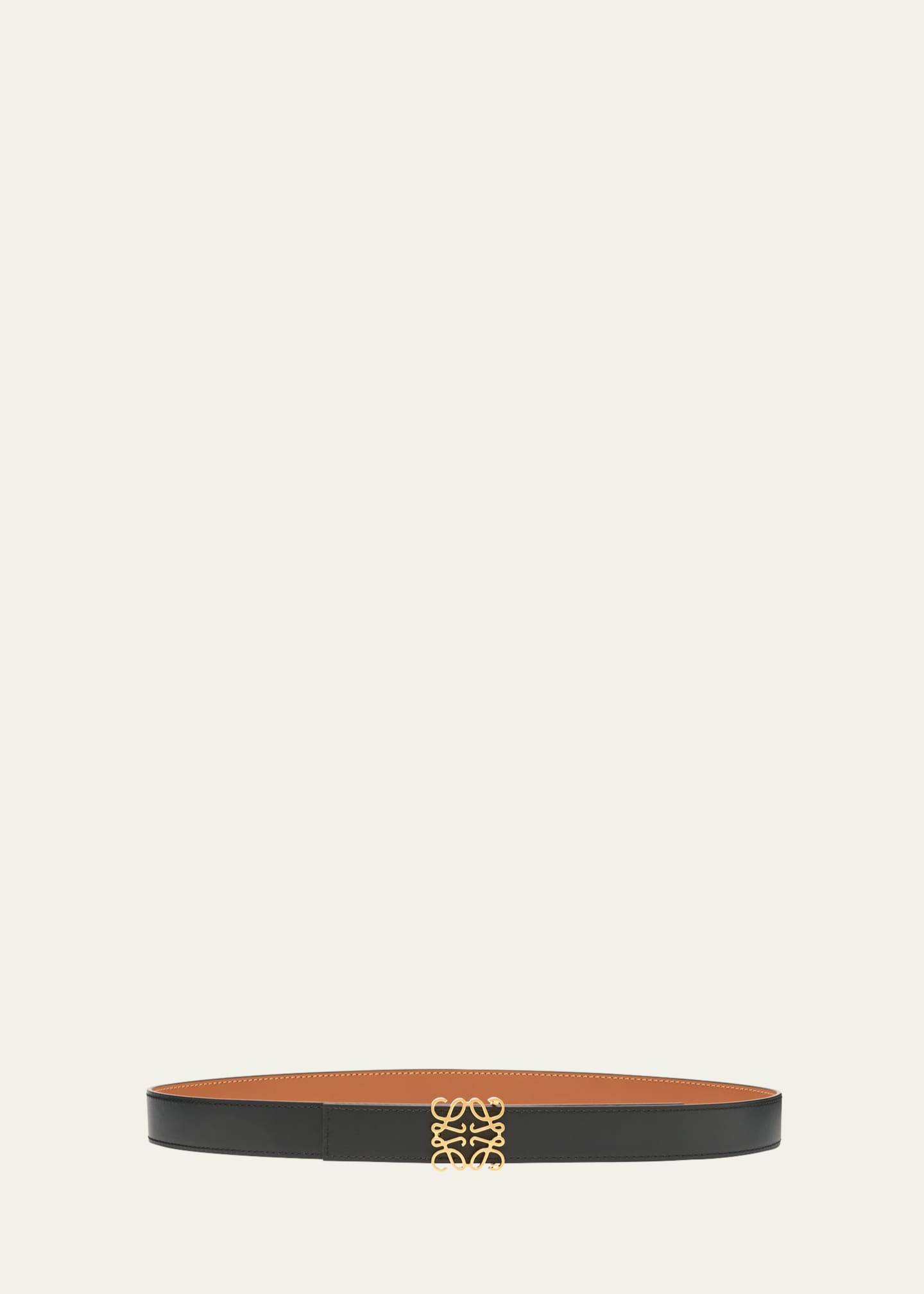 Loewe Anagram Reversible Leather Belt Tan Black Gold Women s 30in 75cm Belts Leather Belts