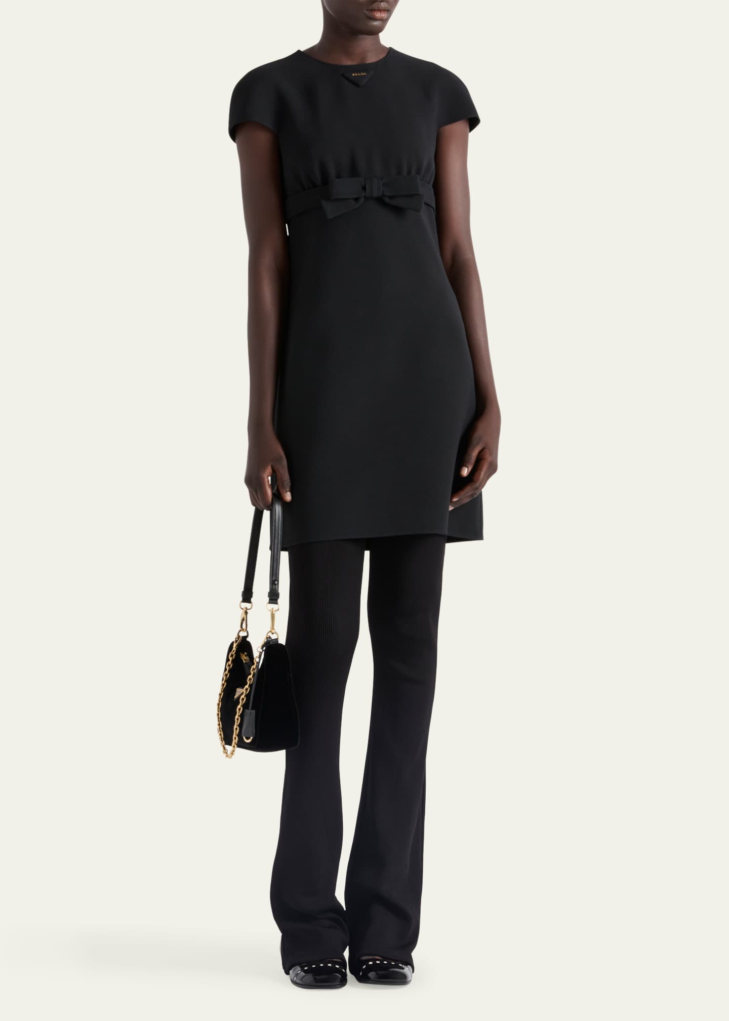 Prada Bow Sable A-Line Mini Dress Image 2 of 4