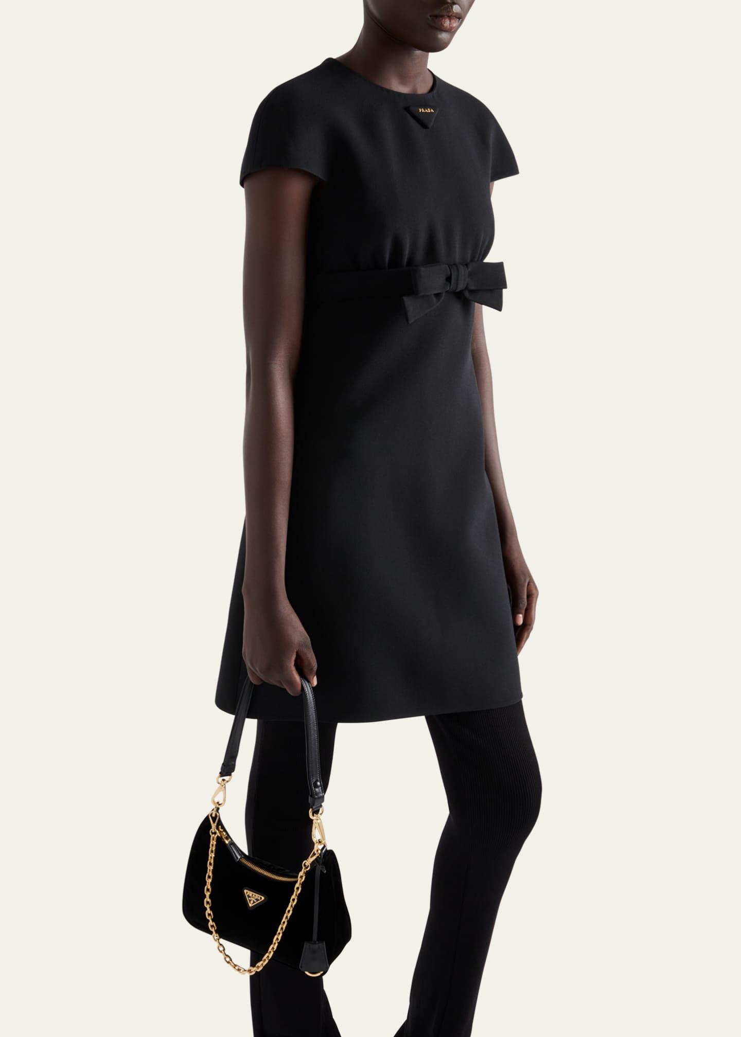 Prada Bow Sable A-Line Mini Dress Image 4 of 4