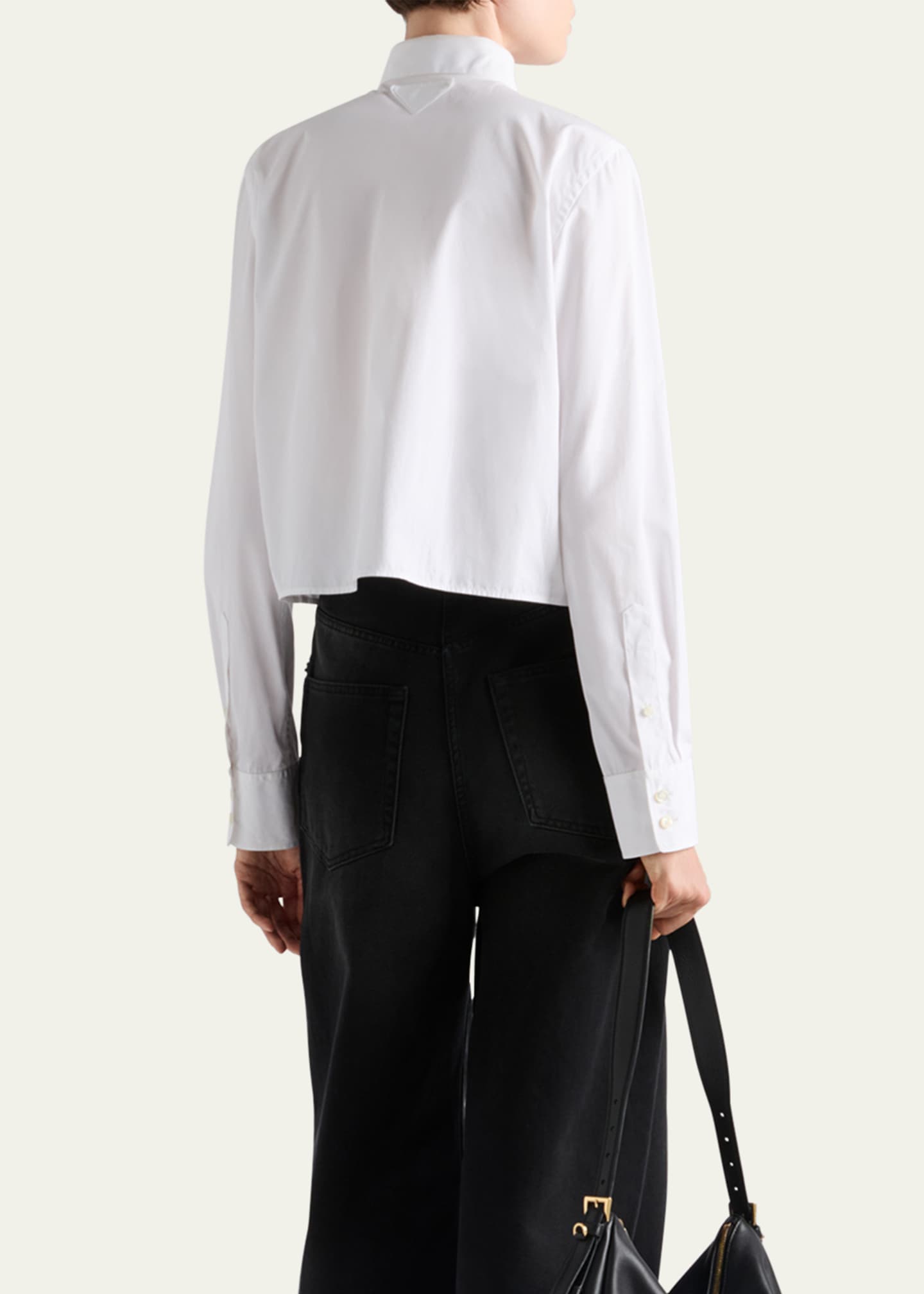 Prada Crystal Collar Button Down Poplin Blouse Image 3 of 4