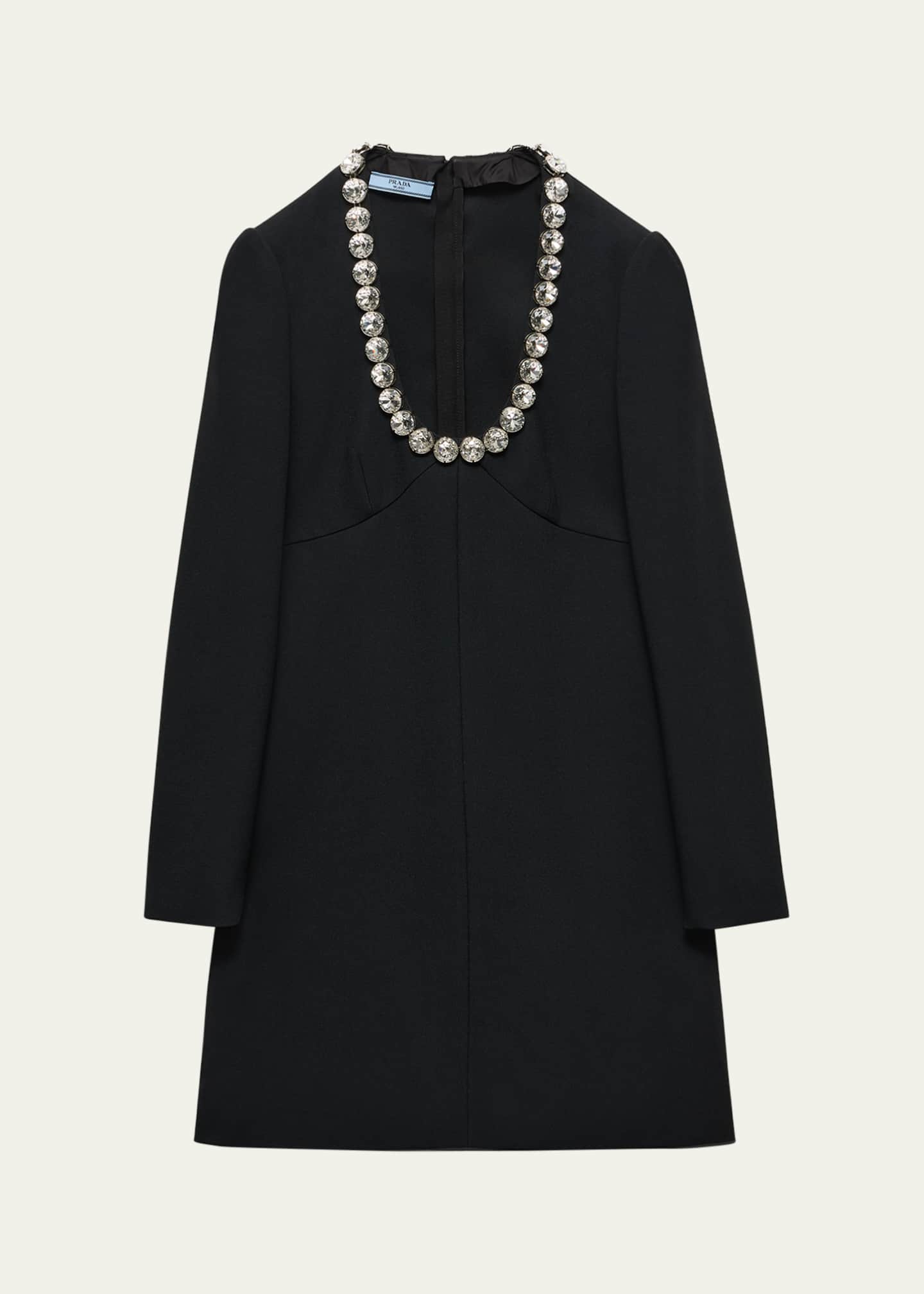 Prada Crystal Scoop-Neck Mini Dress Image 1 of 4