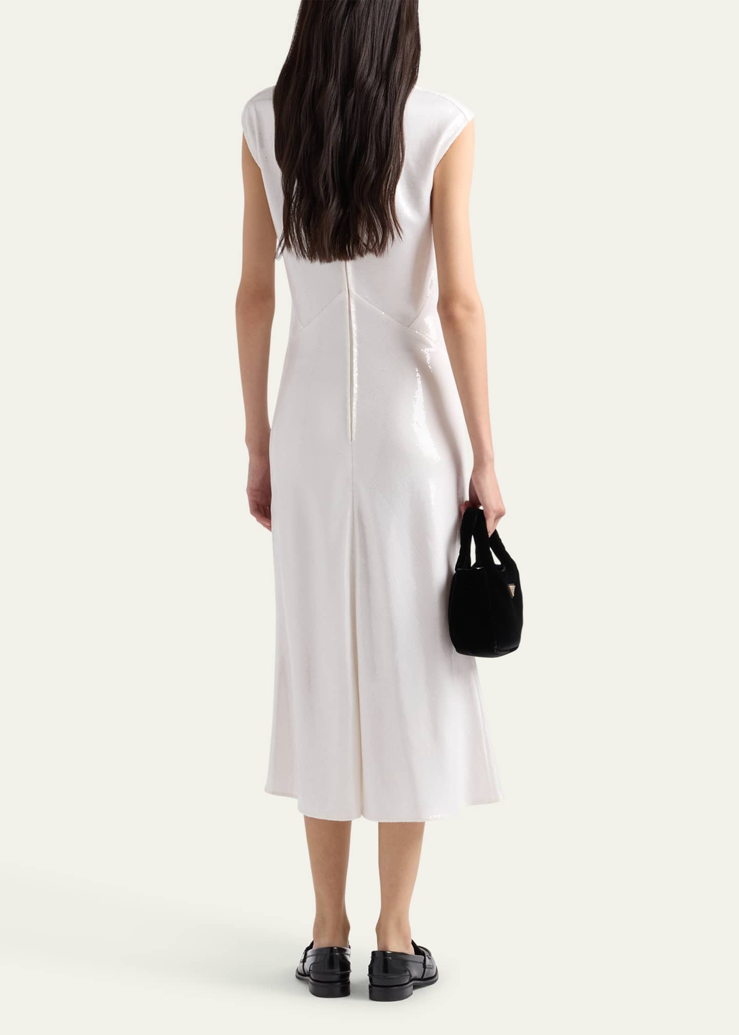 Prada Sequined Jersey Satin Midi Dress Image 3 of 4