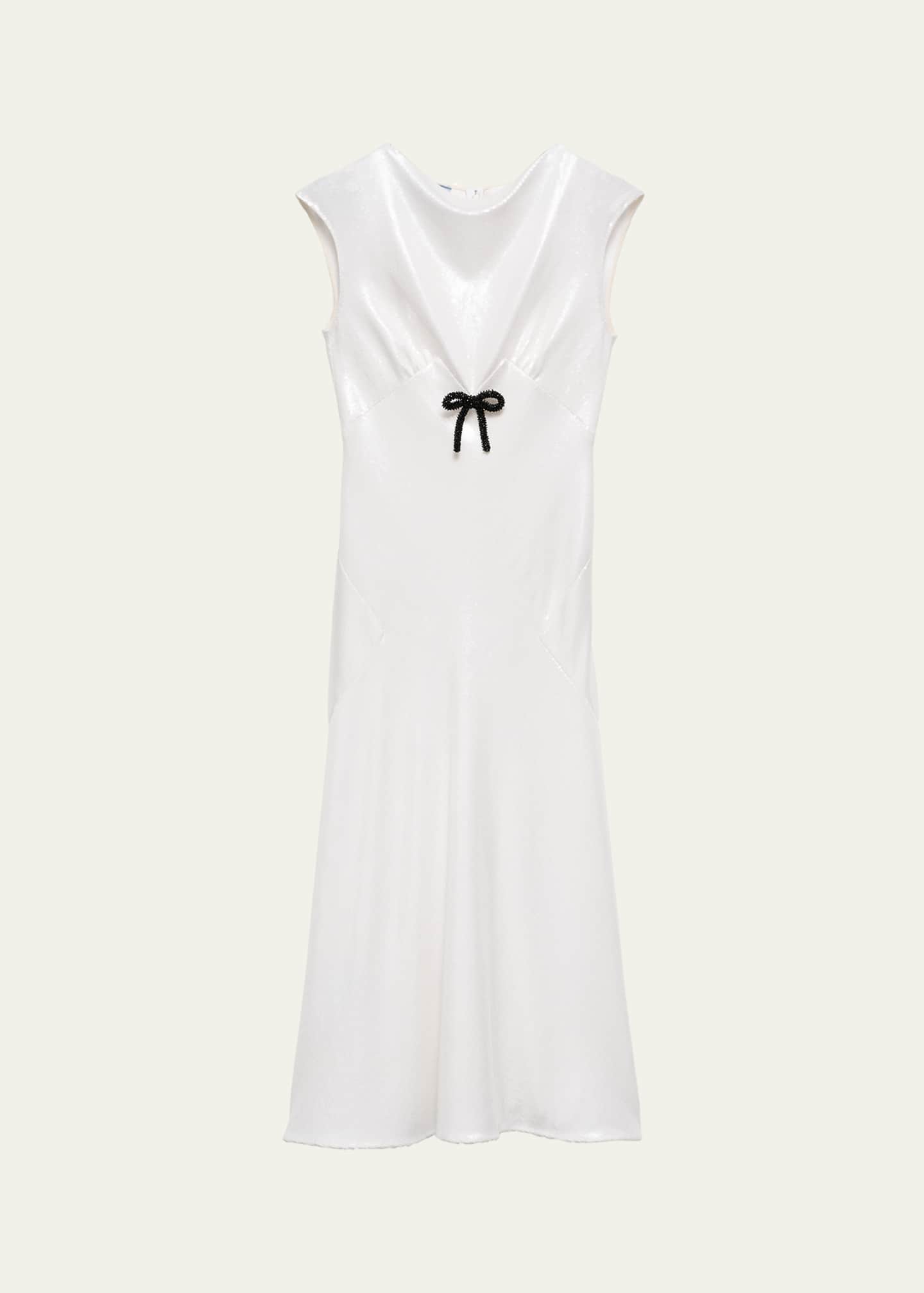 Prada Sequined Jersey Satin Midi Dress Image 1 of 4