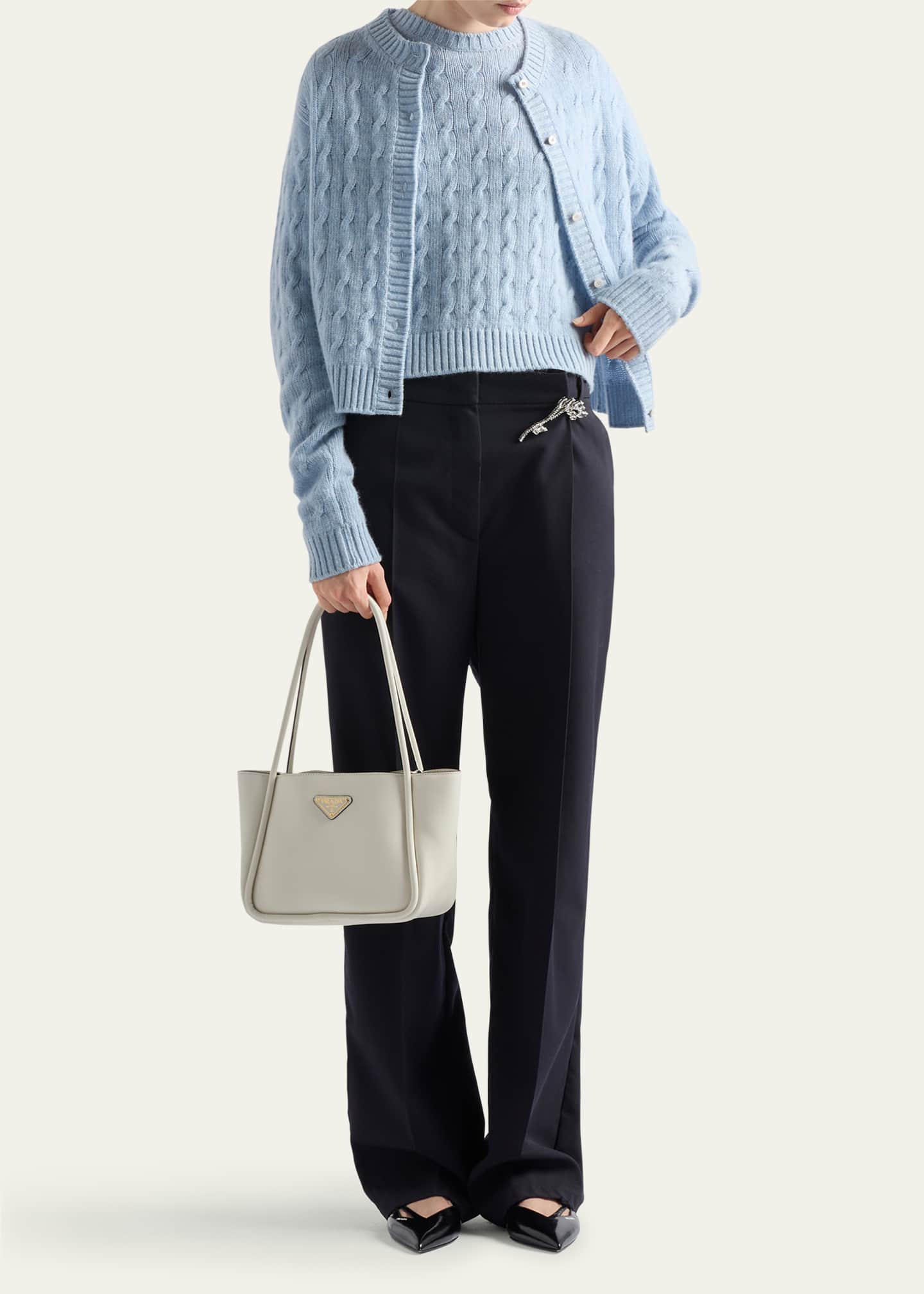 Prada Boxy Cable Cashmere Sweater - Bergdorf Goodman
