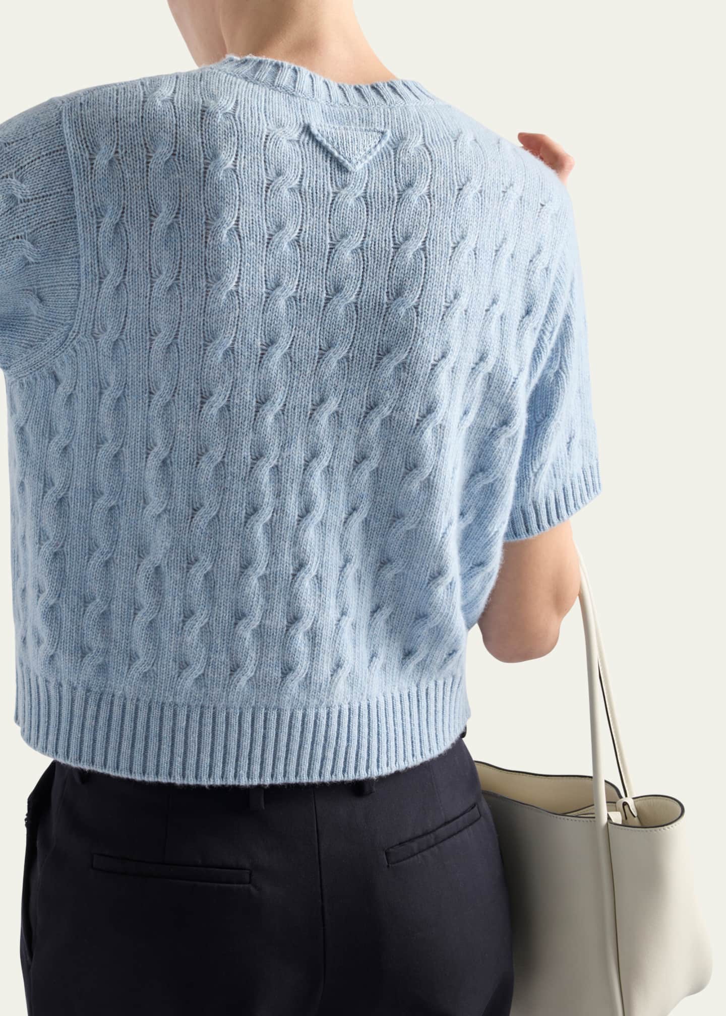 Prada Boxy Cable Cashmere Sweater - Bergdorf Goodman