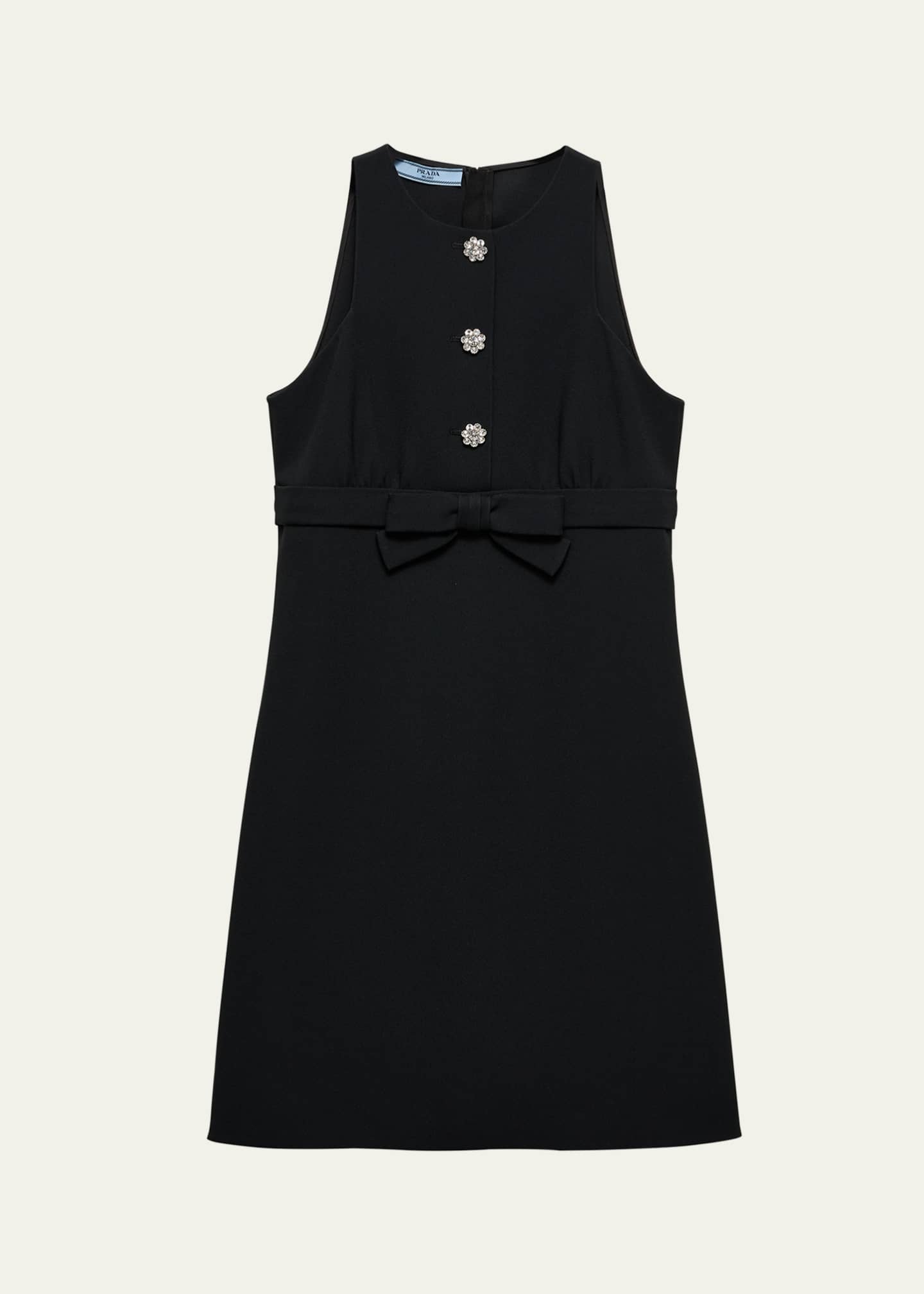 Prada Bow Jeweled Button Mini Dress Image 1 of 5
