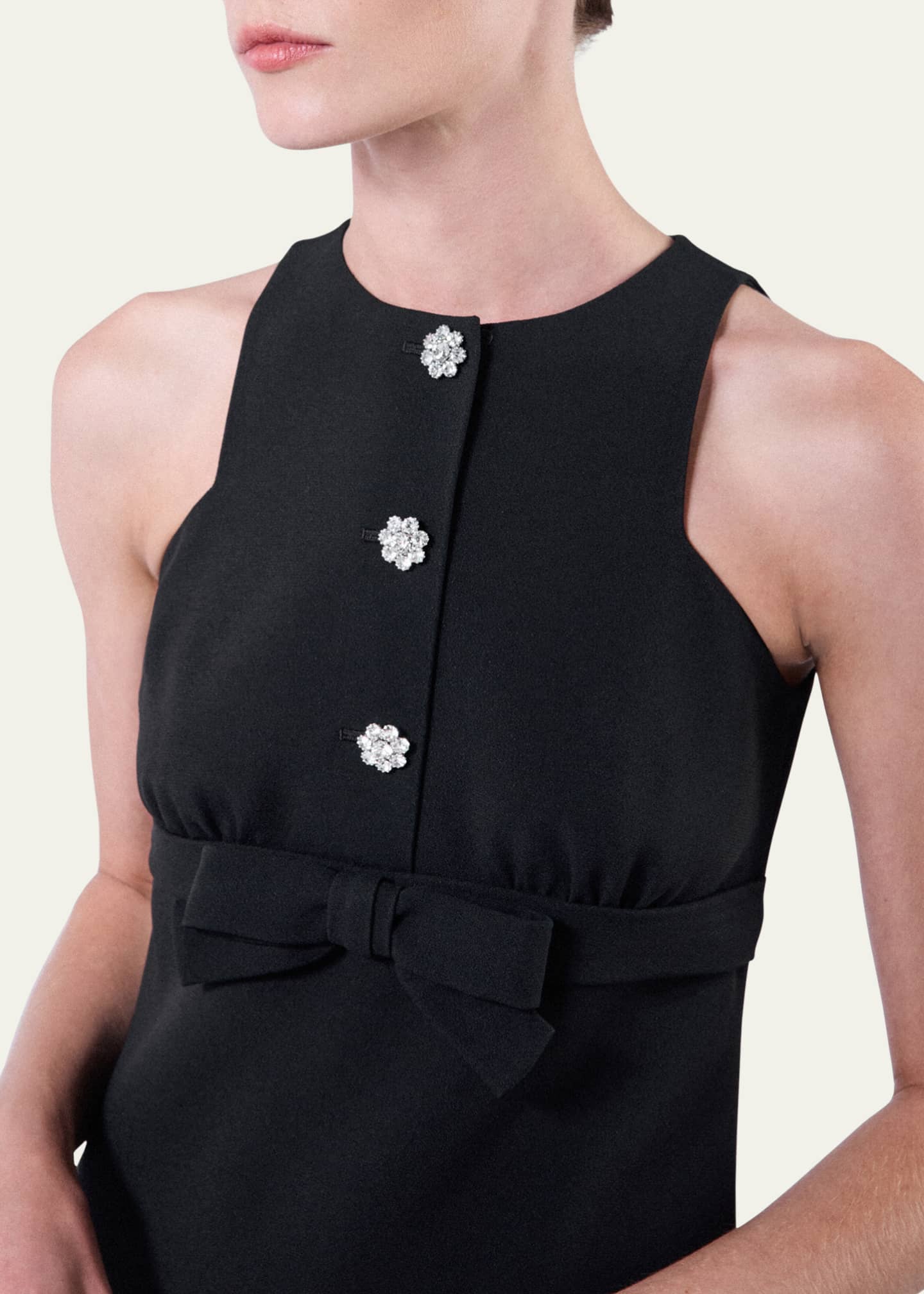 Prada Bow Jeweled Button Mini Dress Image 5 of 5