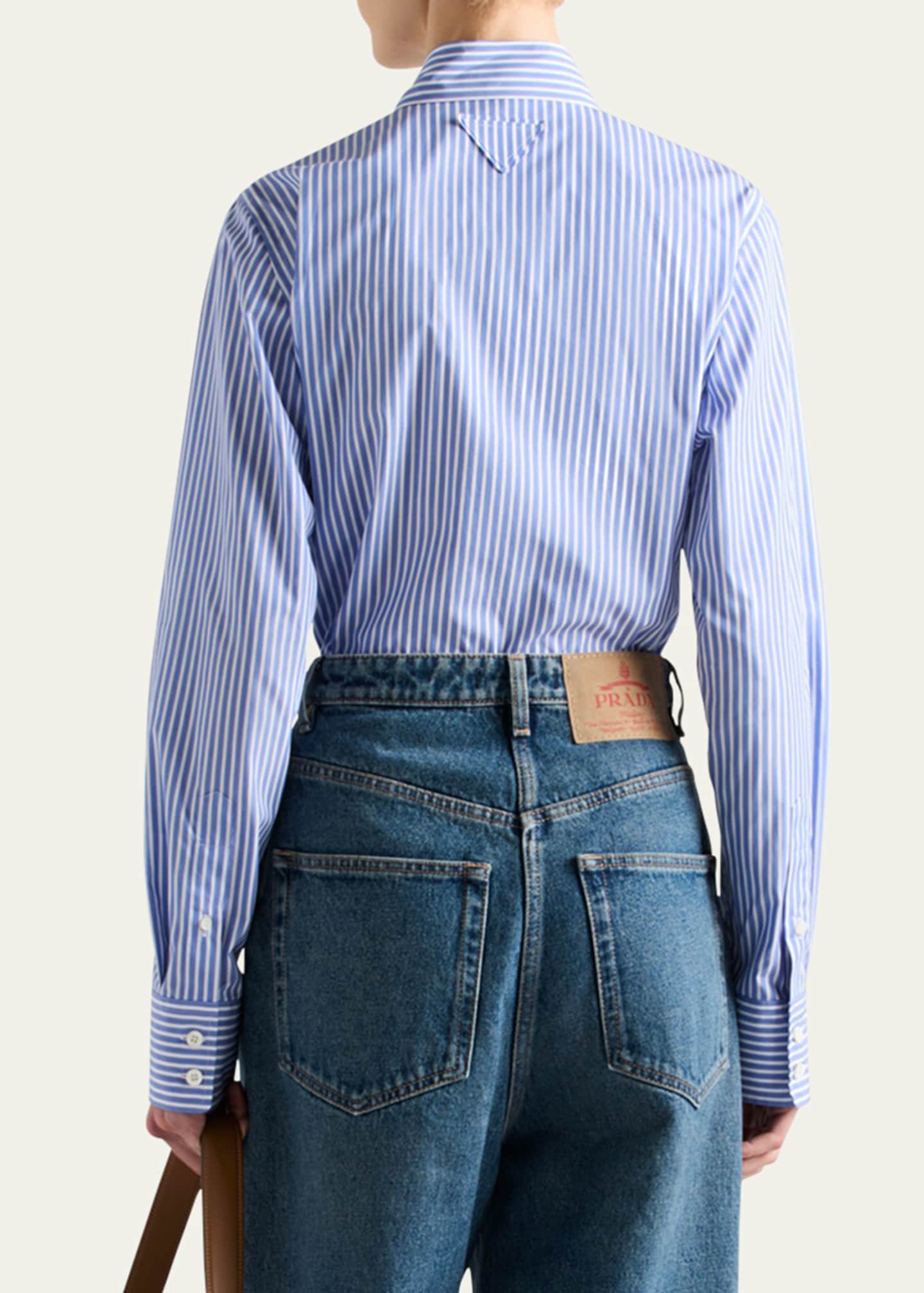 Prada Crystal Stripe Poplin Shirt Image 3 of 4