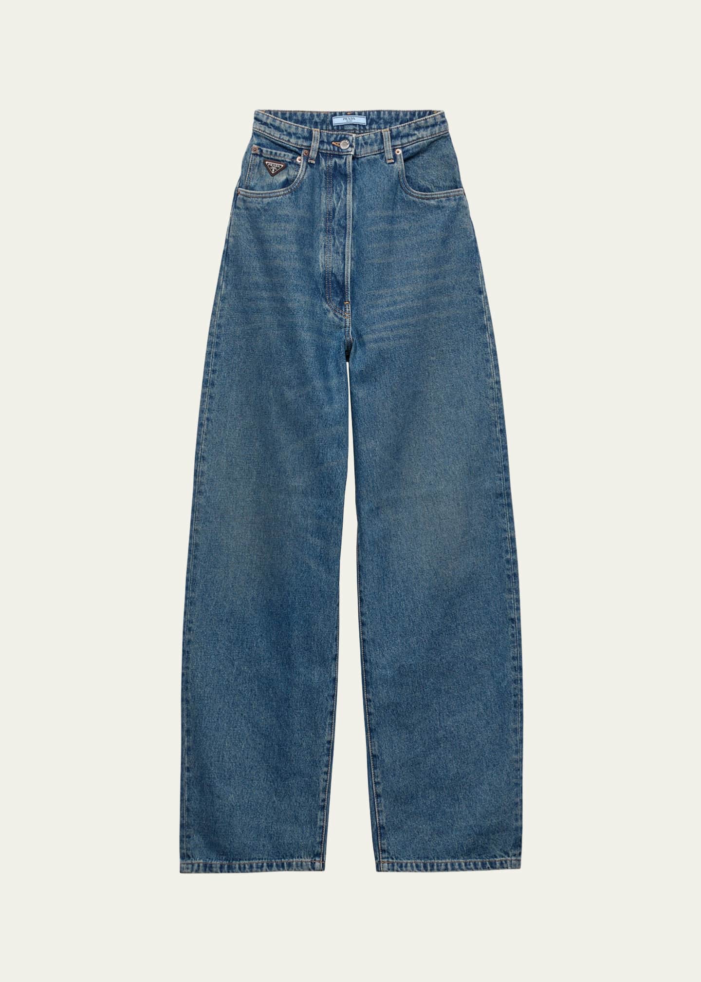 Prada High Waisted Denim Pants Image 1 of 3