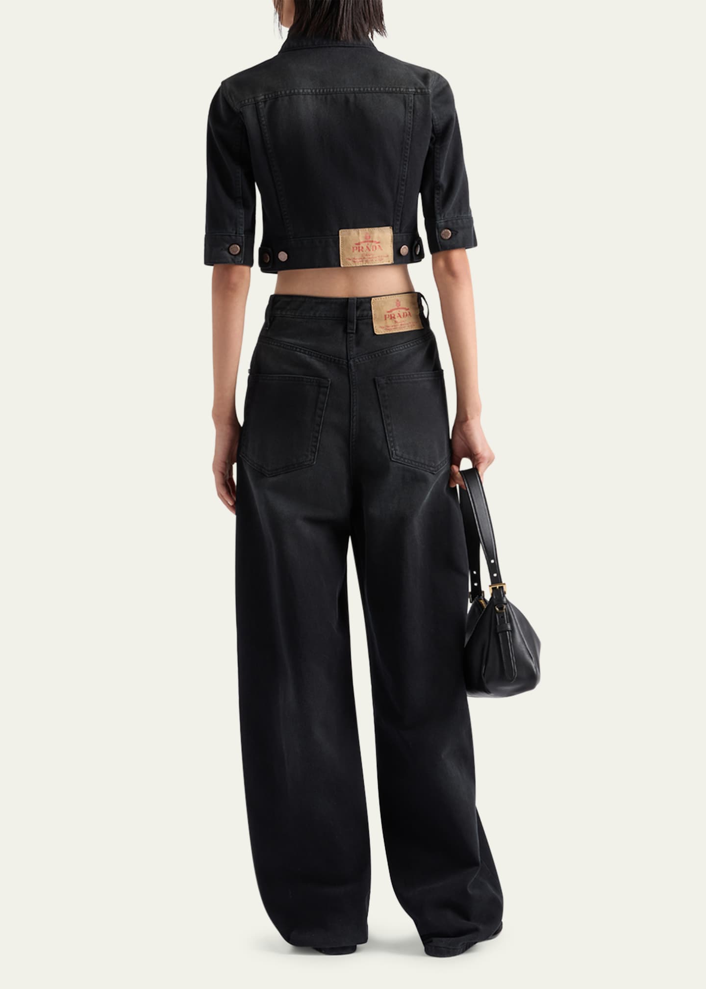 Prada Short-Sleeve Denim Cropped Jacket Image 3 of 3