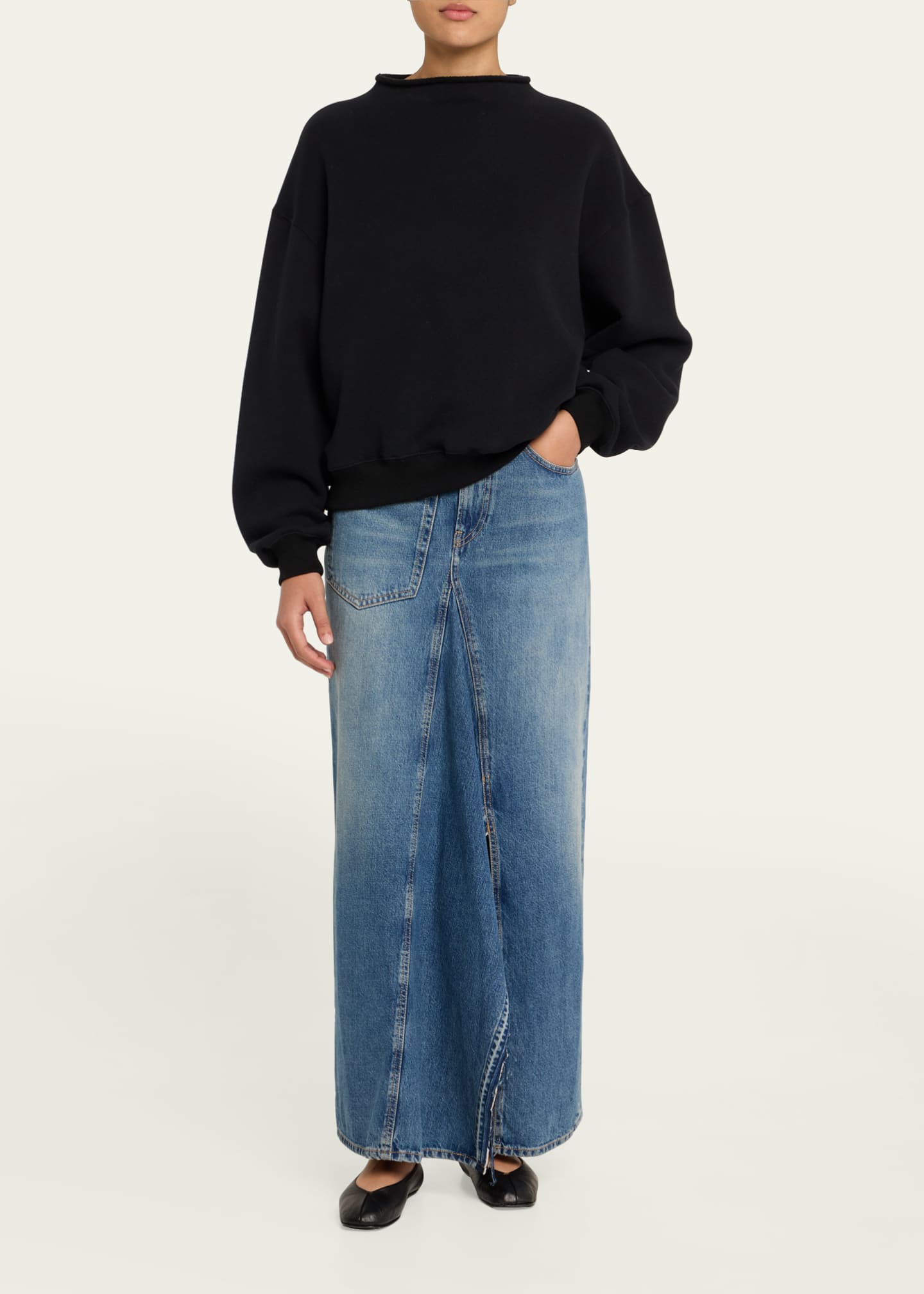 Deconstructed Denim Maxi Skirt