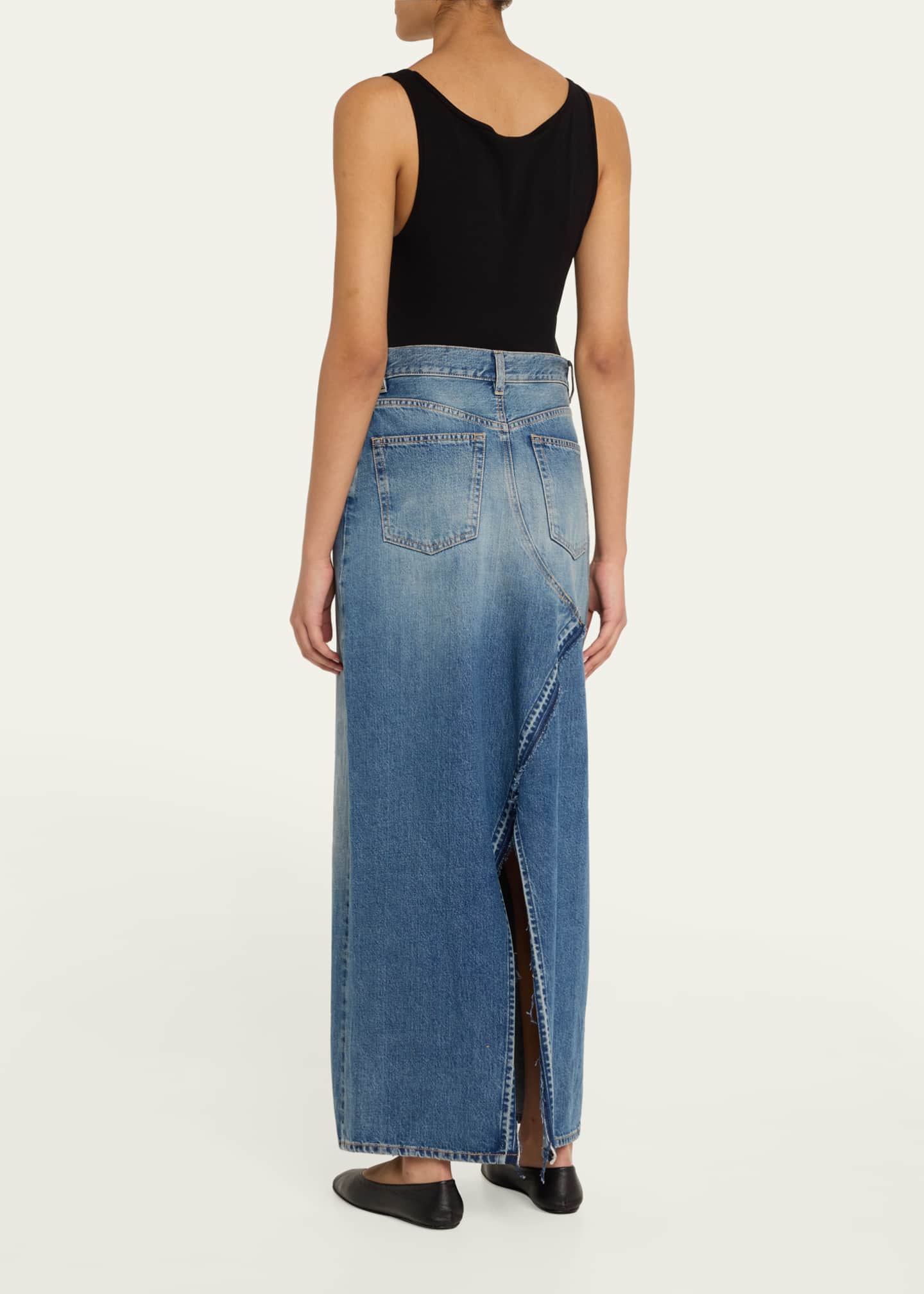 Deconstructed Denim Maxi Skirt