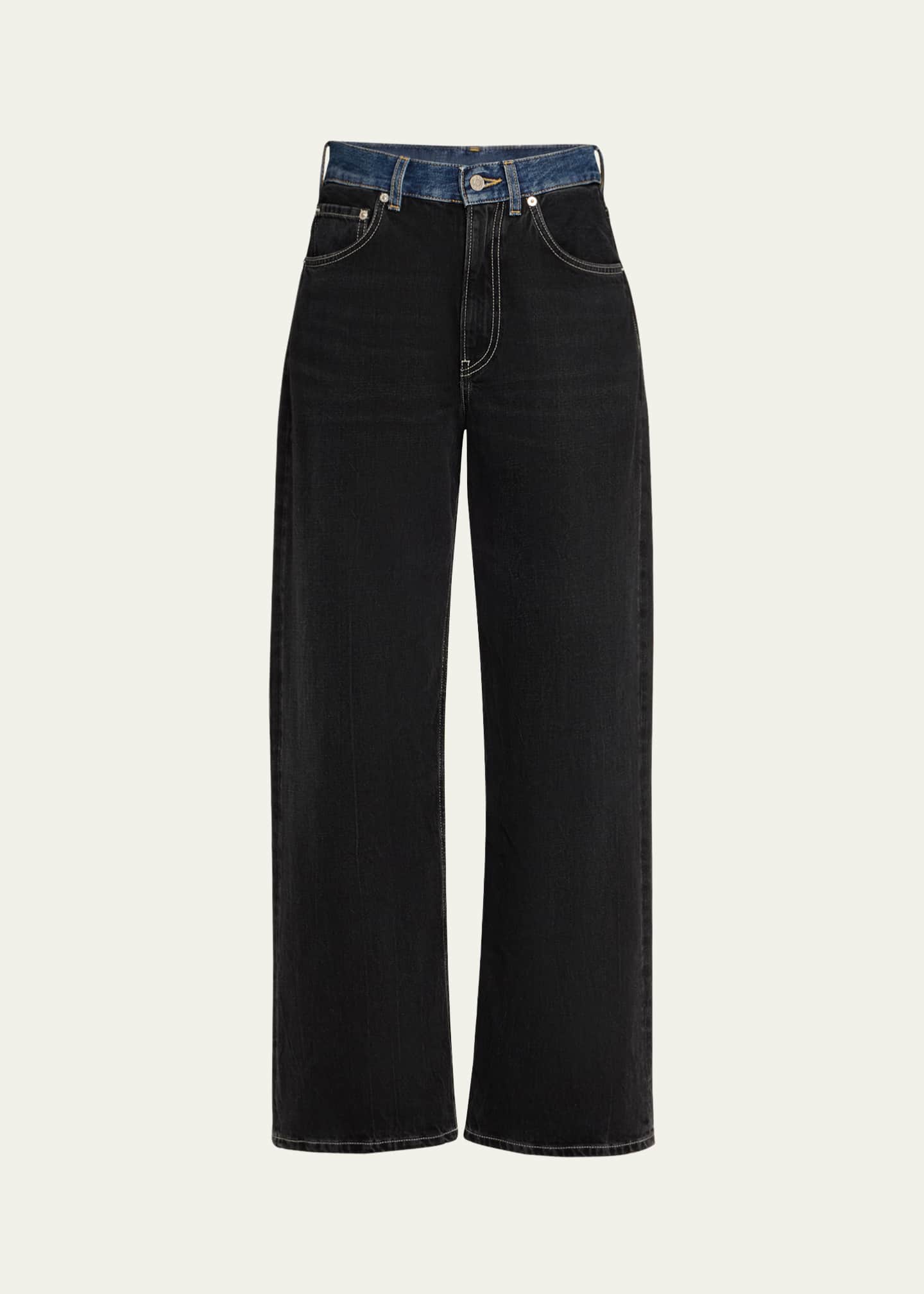 6397 Contrast Waistband Wide-Leg Jeans Image 1 of 5
