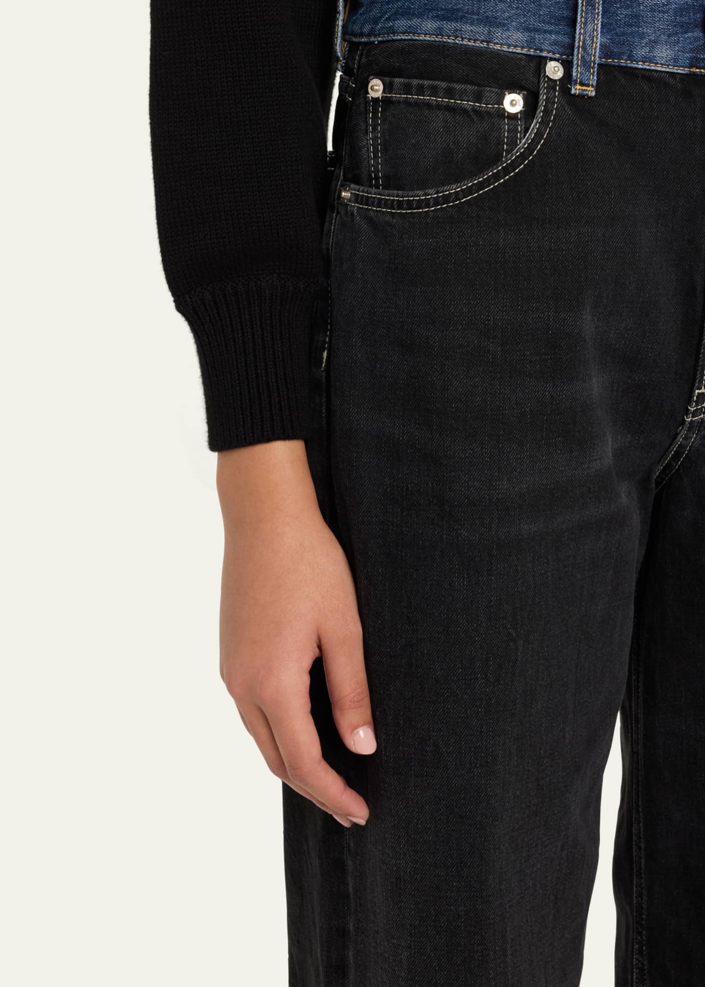6397 Contrast Waistband Wide-Leg Jeans Image 5 of 5