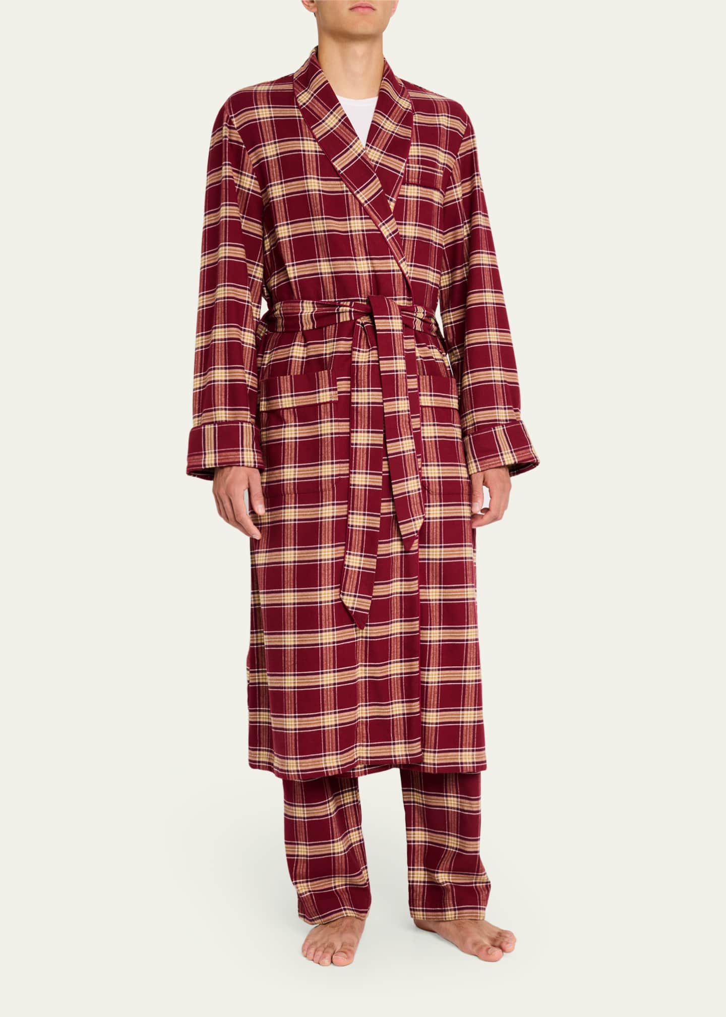Derek Rose Men's Kelburn 48 Flannel Robe Image 2 of 5