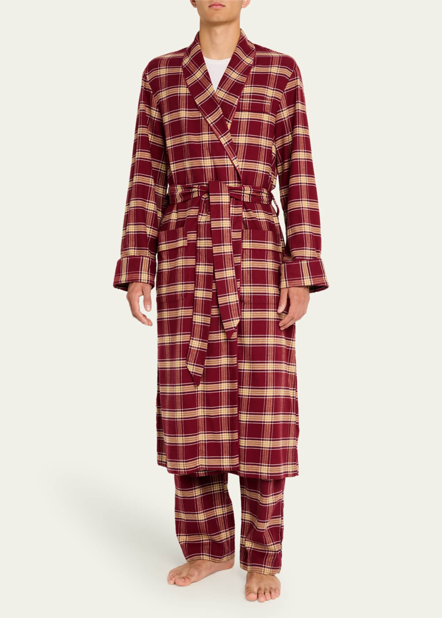 Derek Rose Men's Kelburn 48 Flannel Robe Image 4 of 5