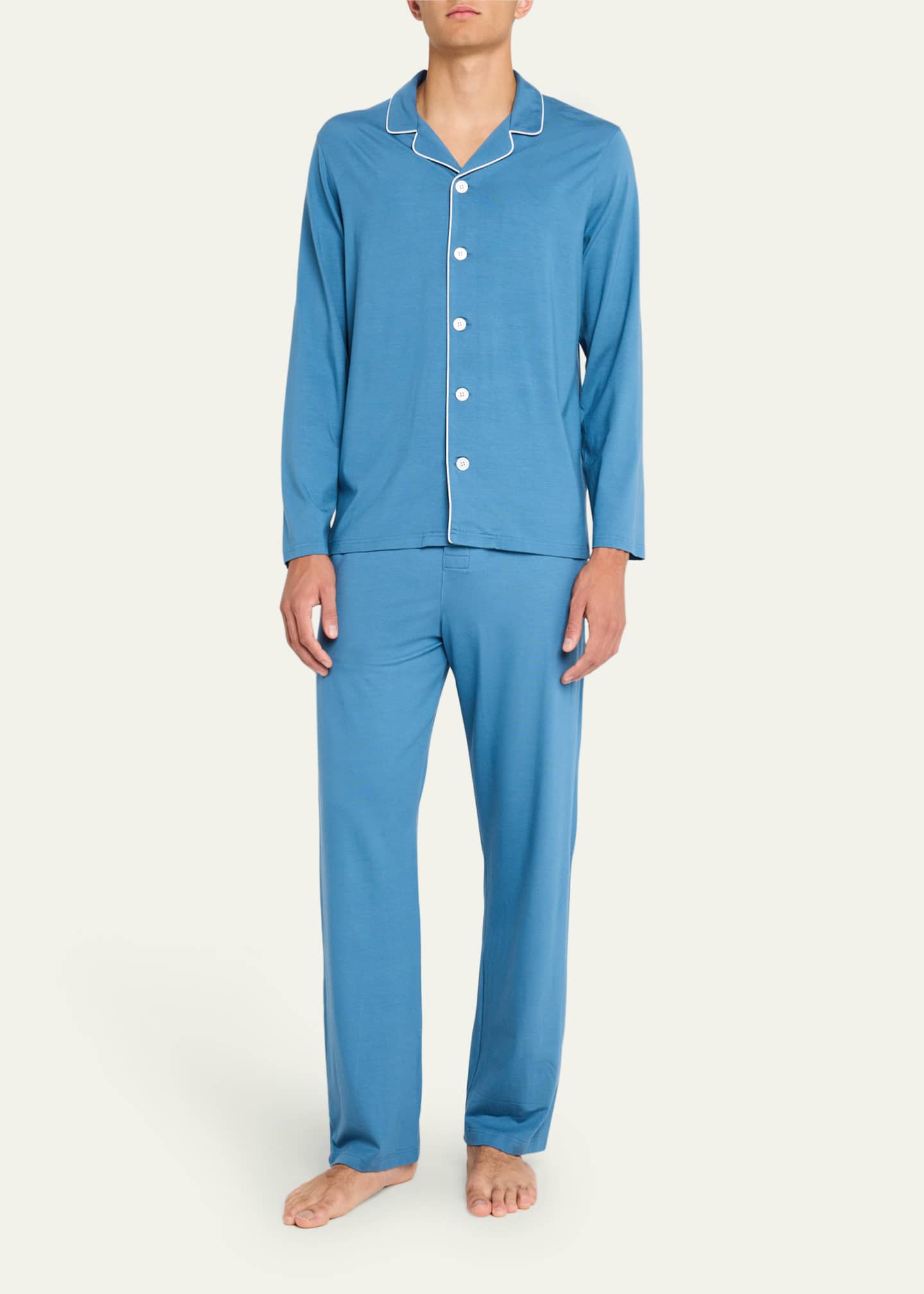 Derek Rose Men's Basel 18 Modal Long Pajama Set Image 2 of 5