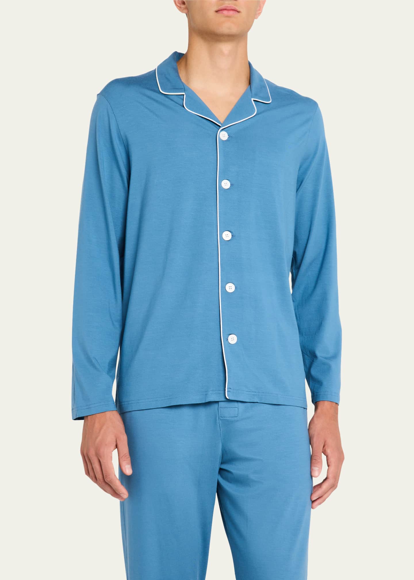 Derek Rose Men's Basel 18 Modal Long Pajama Set Image 4 of 5