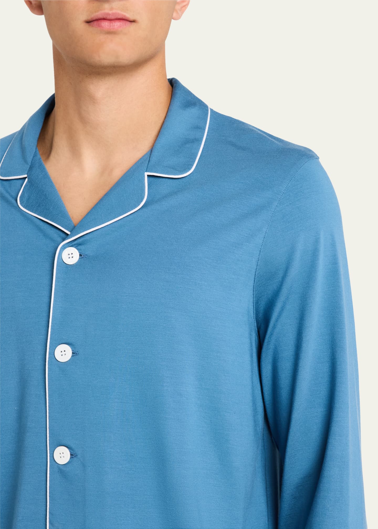 Derek Rose Men's Basel 18 Modal Long Pajama Set Image 5 of 5
