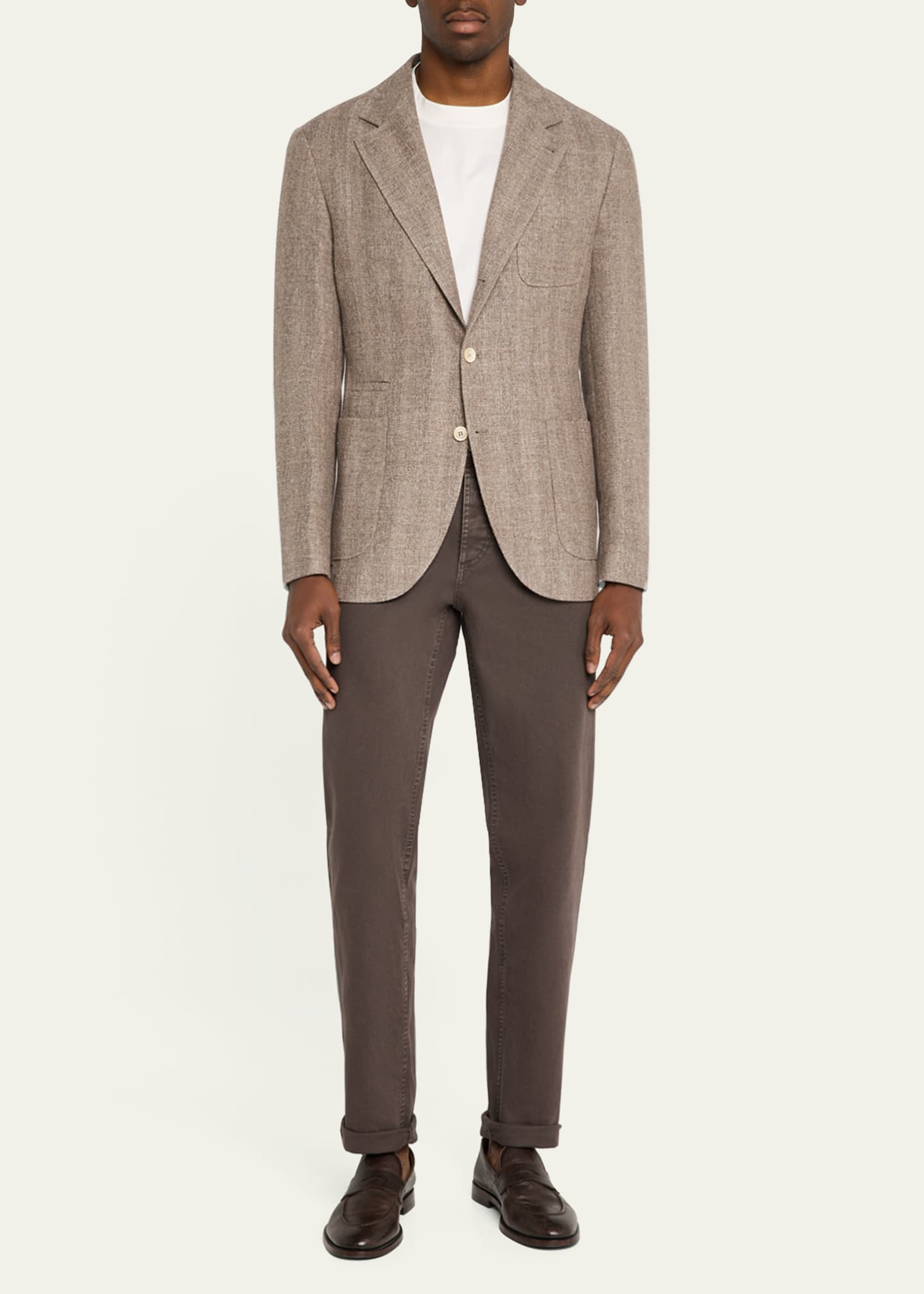 Brunello Cucinelli Men's Textured Chevron Sport Jacket Image 2 of 6