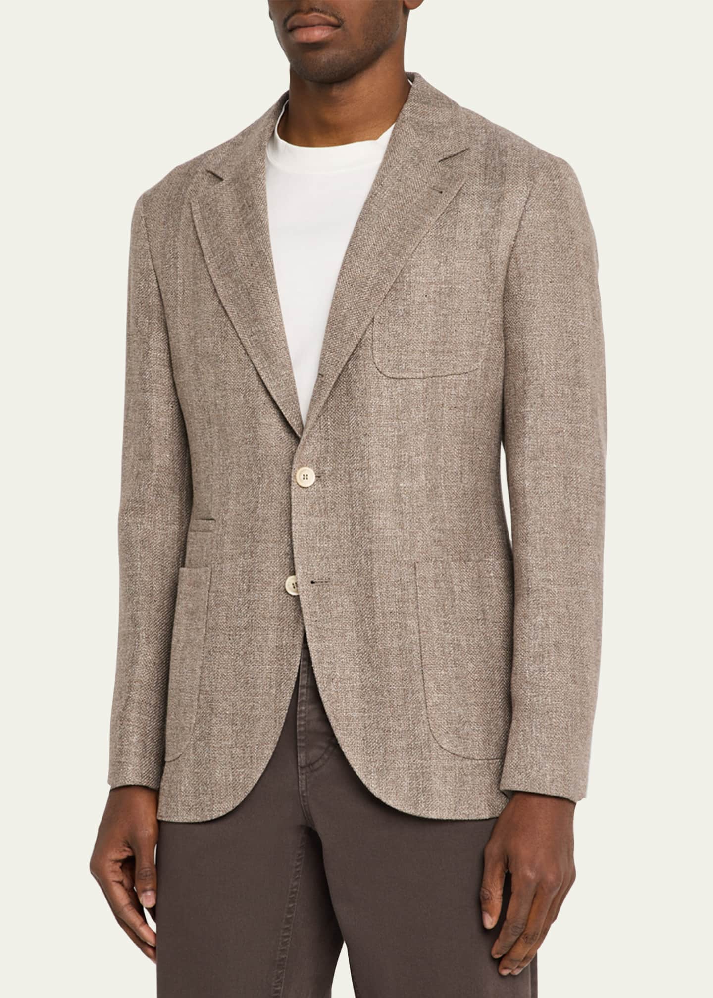 Brunello Cucinelli Men's Textured Chevron Sport Jacket Image 4 of 6