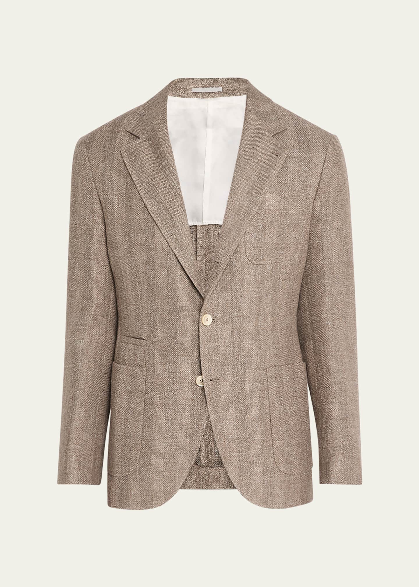 Brunello Cucinelli Men's Textured Chevron Sport Jacket Image 1 of 6