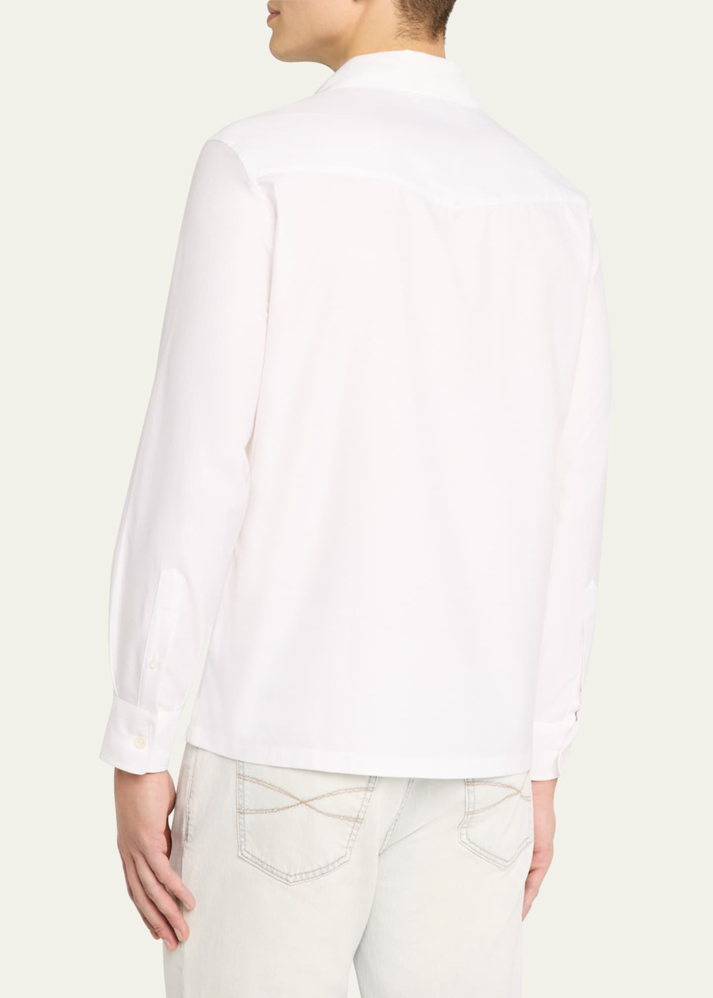 Brunello Cucinelli Men's Cotton Twill Camp-Collar Sport Shirt Image 3 of 5