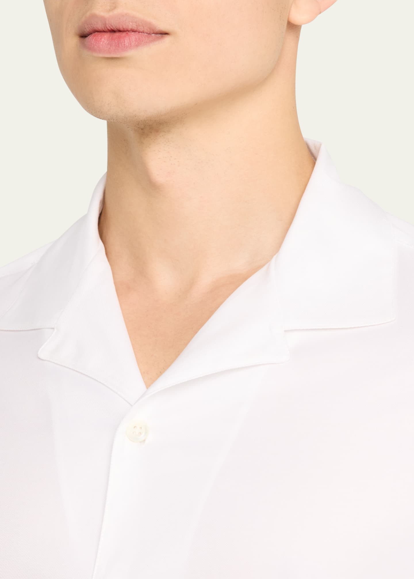 Brunello Cucinelli Men's Cotton Twill Camp-Collar Sport Shirt Image 5 of 5