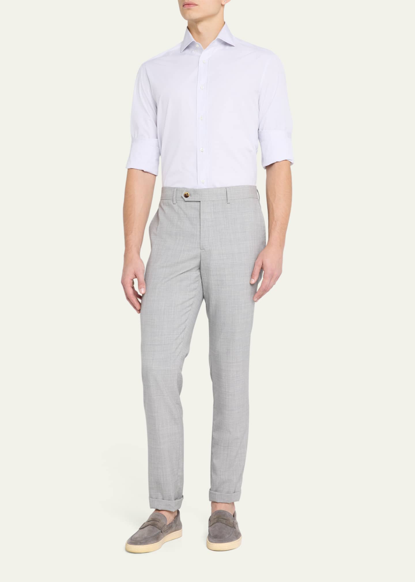Brunello Cucinelli Men's Cotton Canvas Dress Shirt Image 2 of 5