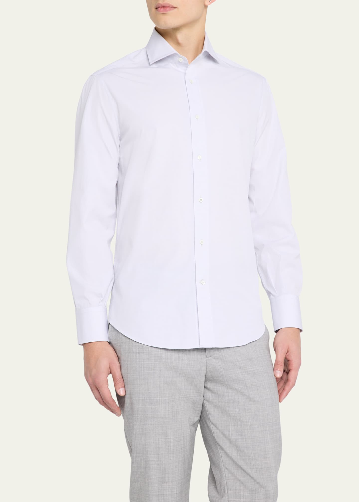 Brunello Cucinelli Men's Cotton Canvas Dress Shirt Image 4 of 5