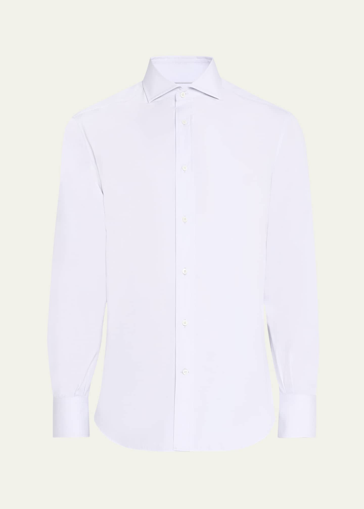 Brunello Cucinelli Men's Cotton Canvas Dress Shirt Image 1 of 5
