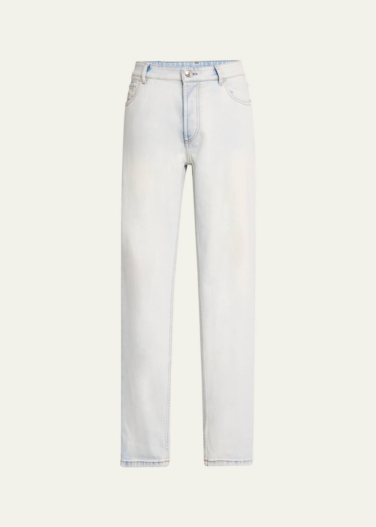 Brunello Cucinelli Men's Straight-Fit Light Wash Jeans Image 1 of 5