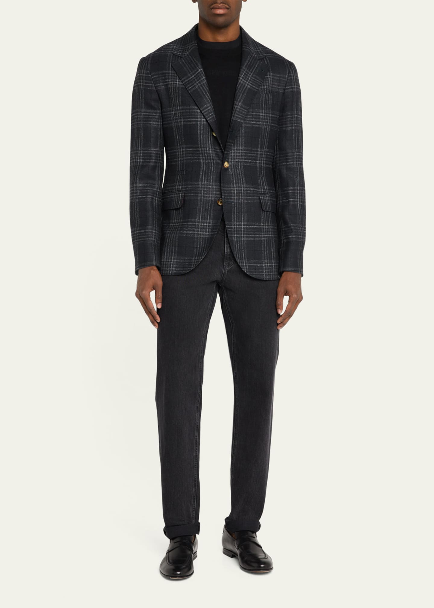 Brunello Cucinelli Men's Madras Plaid Sport Jacket Image 2 of 6