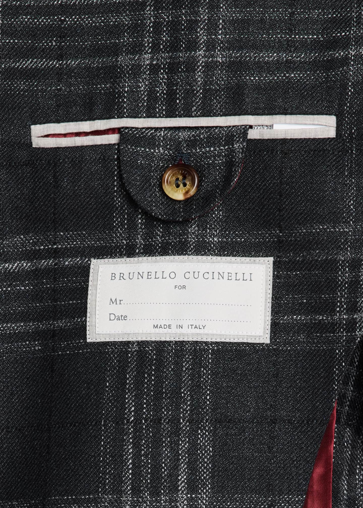 Brunello Cucinelli Men's Madras Plaid Sport Jacket Image 6 of 6