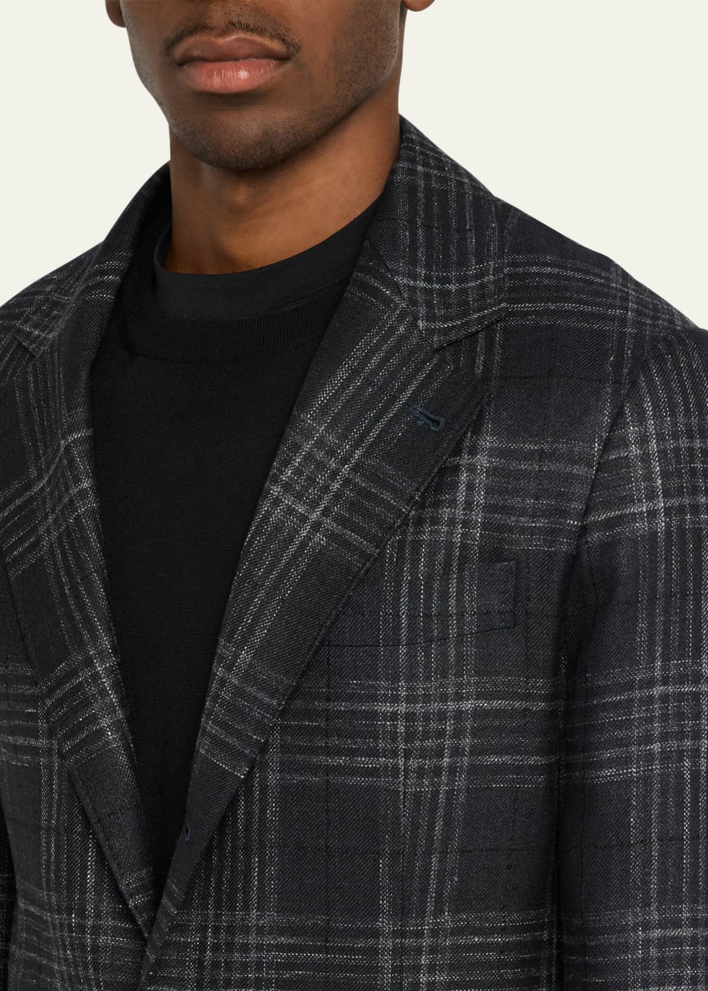 Brunello Cucinelli Men's Madras Plaid Sport Jacket Image 5 of 6