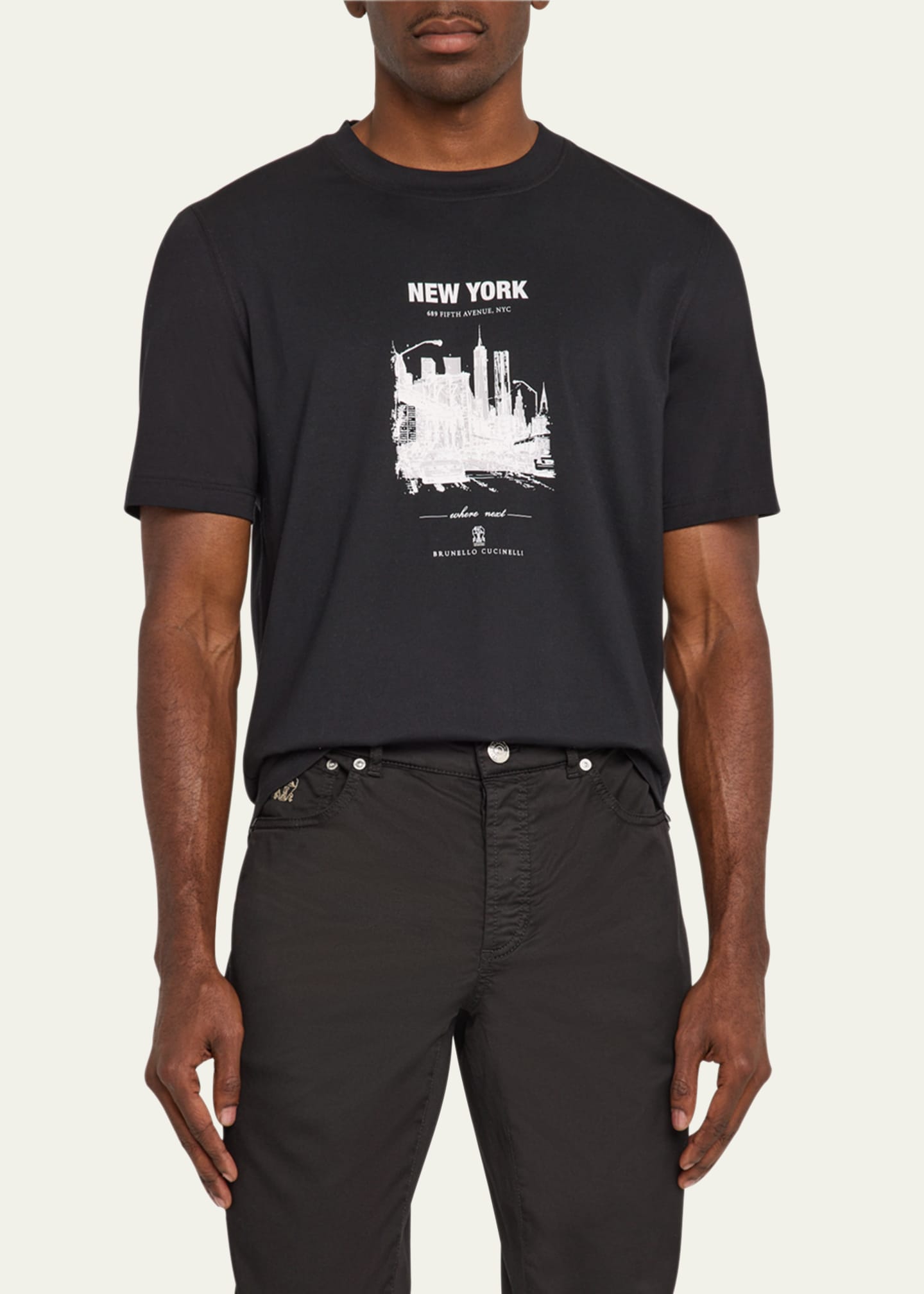 Brunello Cucinelli Men's Casa New York Graphic T-Shirt Image 4 of 5
