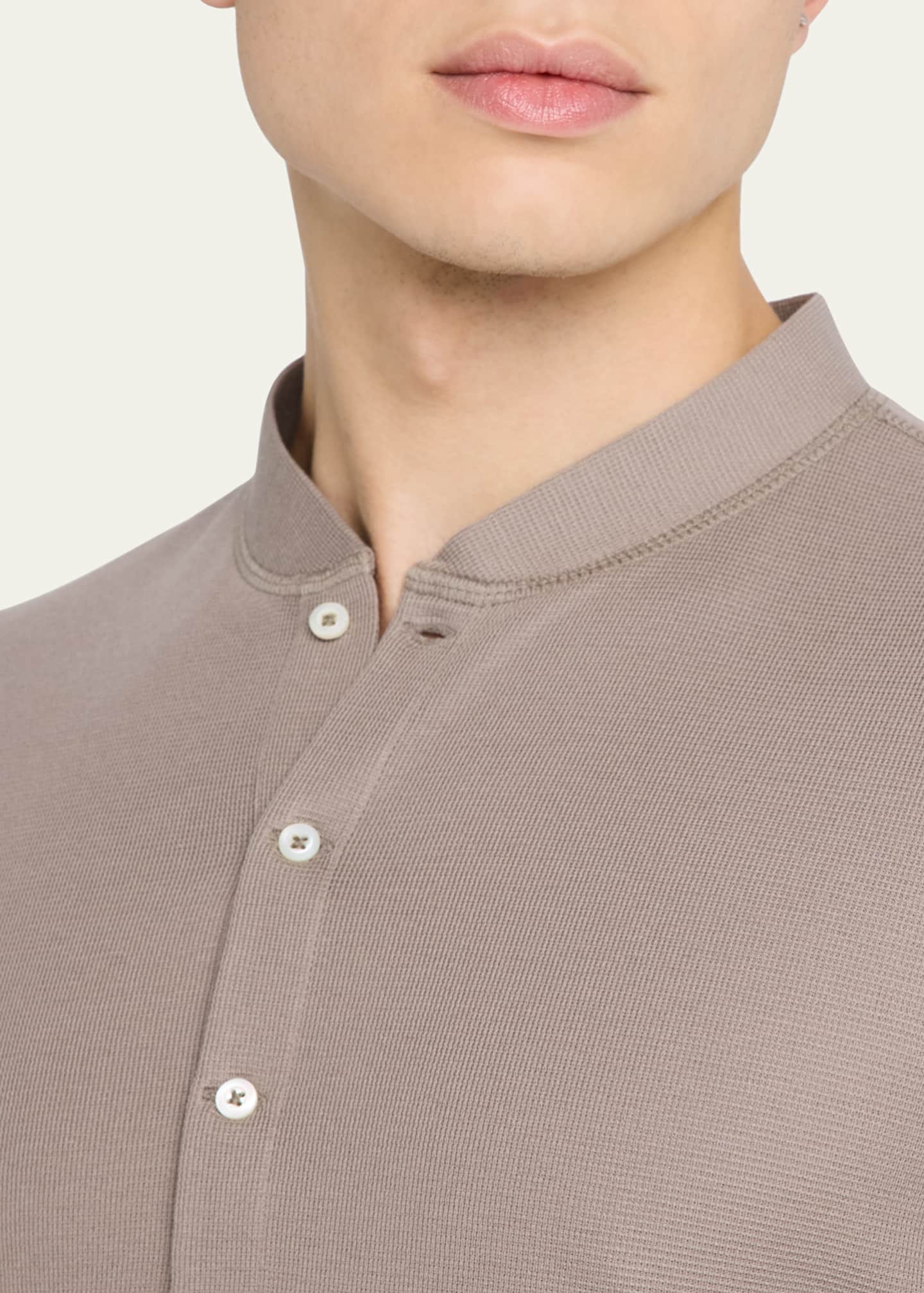 Brunello Cucinelli Men's Cotton and Silk Long-Sleeve Henley T-Shirt Image 5 of 5